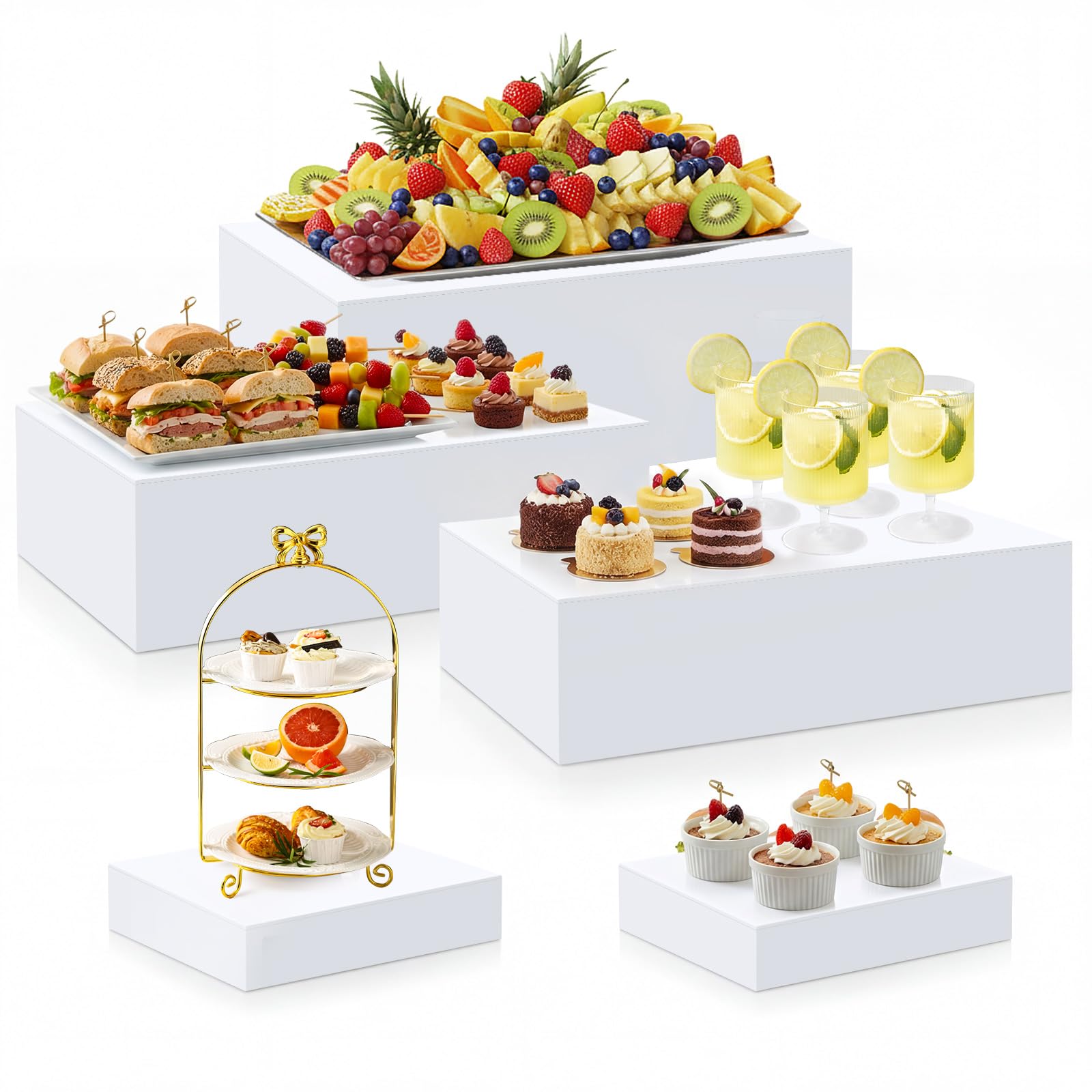 Photo 1 of Leinuosen Acrylic Display Stands, 5-Piece Set, White
