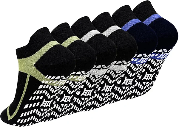 ZAKASA Non-Slip Grip Socks for Men: Anti-Skid Grippy Socks for Yoga Pilates Barre Fitness Elderly Hospital