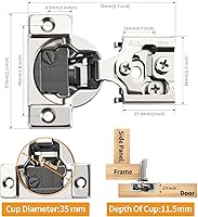 Vista 6 de Chibery 10 Pack 1/2" Overlay 4D Soft Close Concealed Hinges for Face Frame Door, Adjustable Closing Speed, Smooth Slow Self Close Hinges, Satin