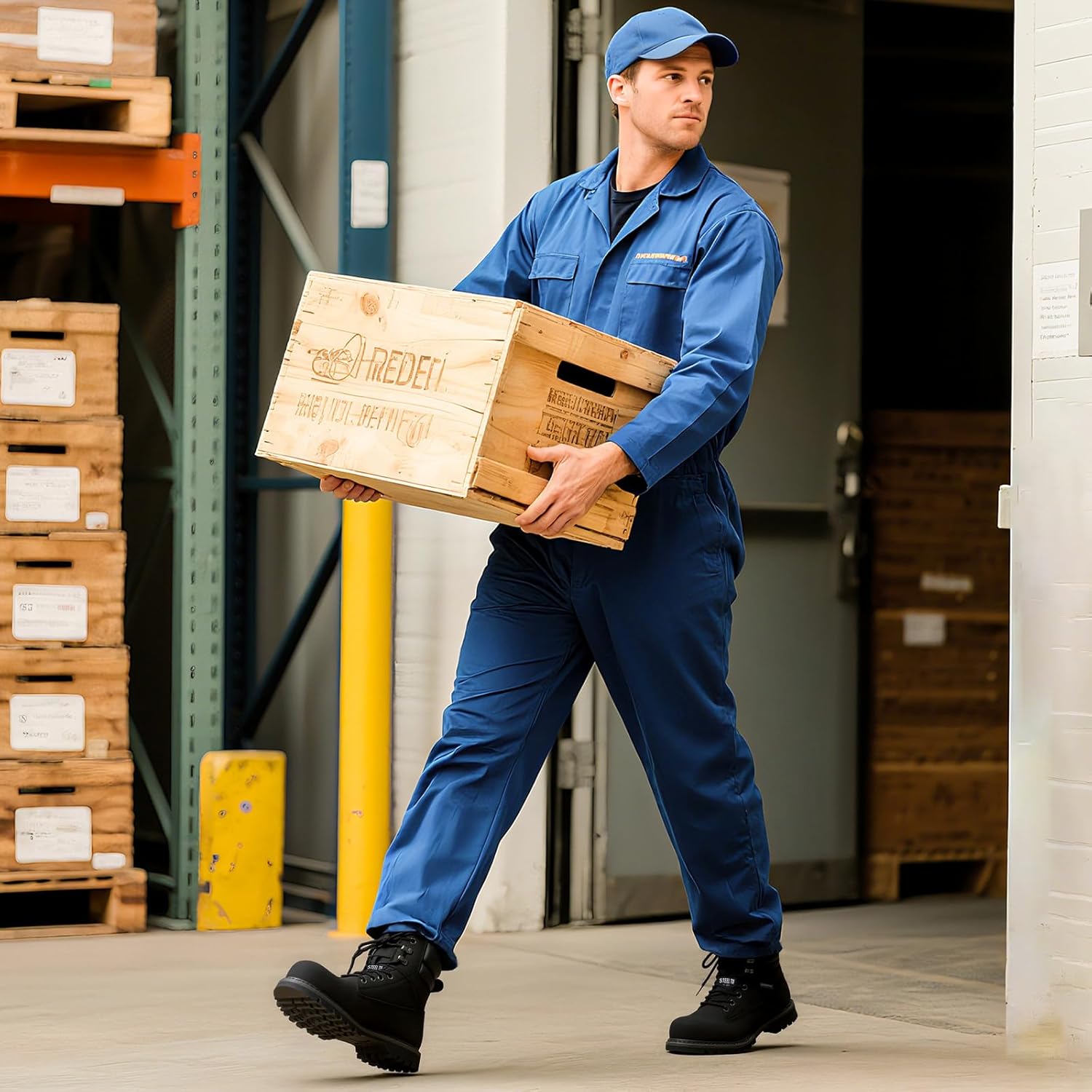 NINGO Waterproof Steel Toe Work Boots for Men, 6" Non Slip Comfortable Leather Workboots, Mens Safety Construction Shoes for Outdoor Industrial - Image 3