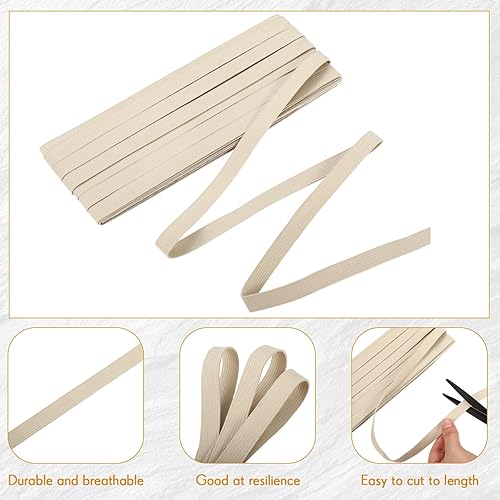 Miniatura 3 de Shappy Banda elástica para coser de punto de 1/2 pulgada x 11 yardas (beige)