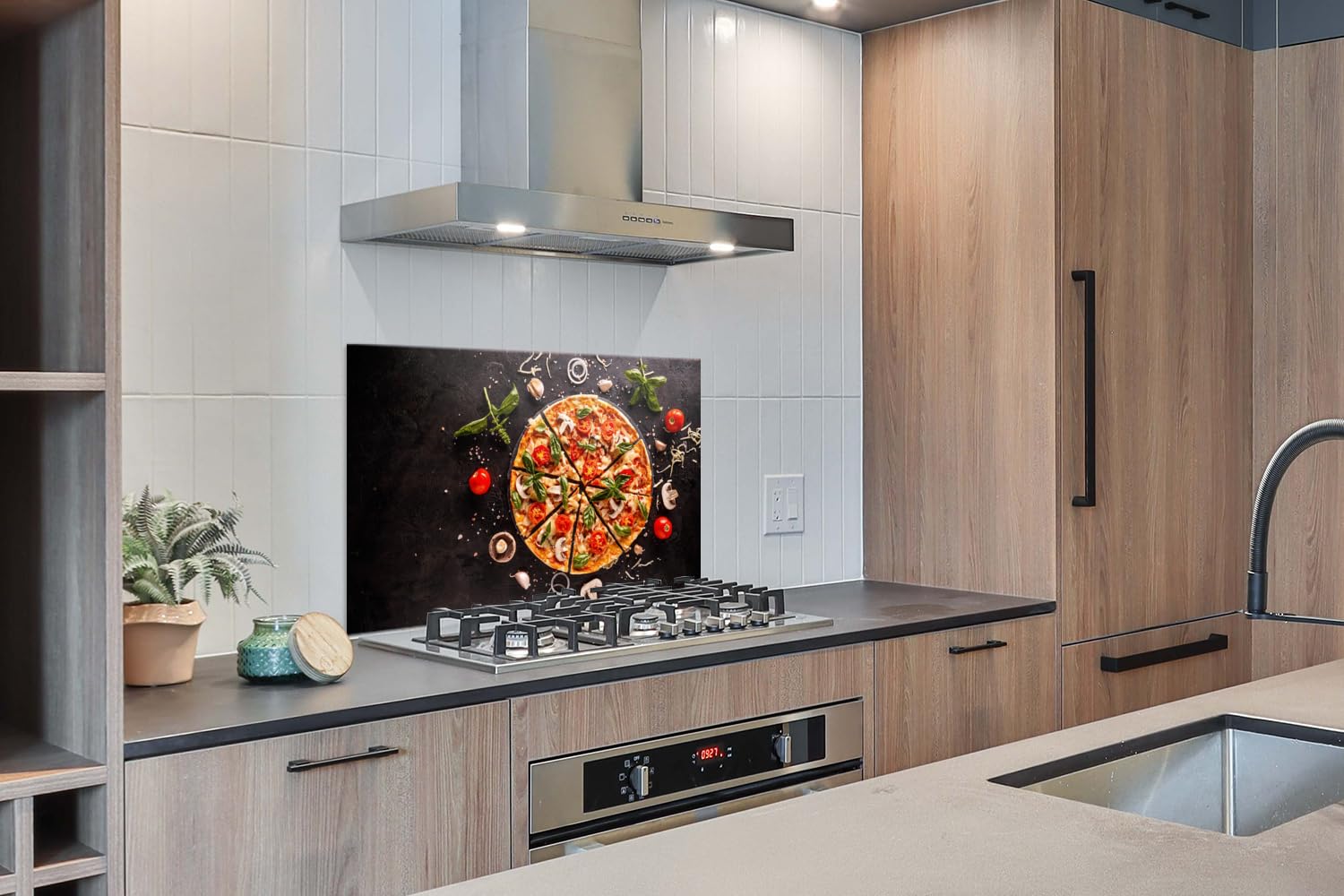 KitchenYeah© Paraschizzi Cucina Alluminio Pannello Dietro Piano Cottura | 100x65 cm - Fornelli a Gas Paraspruzzi Pizza - Verdura - Erbe - Cucina - Industriale