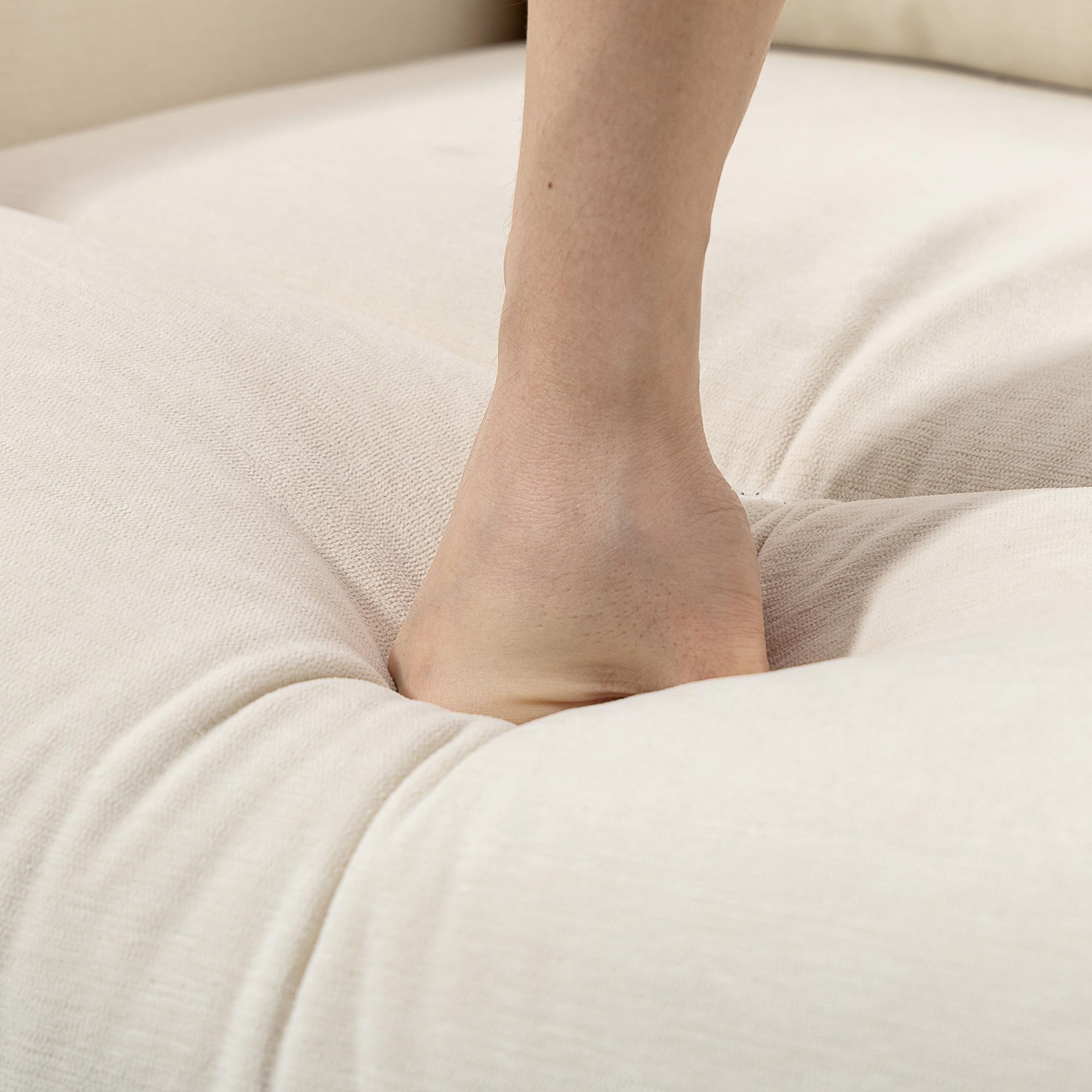 HOMCOM Sillón Relax Reclinable Manual Sillón Relax Tapizado en Lino Sintético con Reposapiés y Bolsillo Lateral Carga 135 kg Sillón Reclinable para Dormitorio Oficina Crema