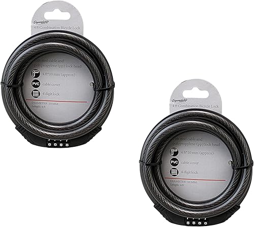 Miniatura 13 de Candado de bicicleta de combinación de acero flexible de 4 pies con mecanismo de autoajuste, 0.394 pulgadas de grosor con cubierta de PVC, código