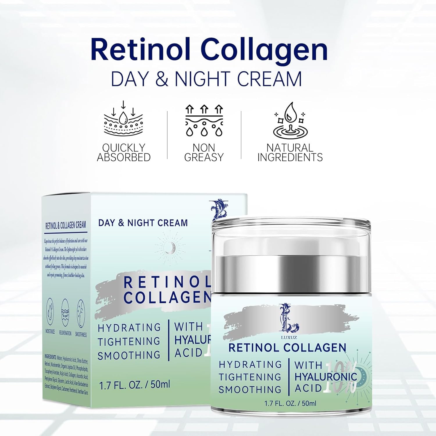 Retinol Firming Face & Neck Cream with Collagen and Hyaluronic Acid – Anti-Aging Moisturizer for Wrinkles, Lifting & Hydration for Men & Women, 1.7 Fl Oz - Image 5