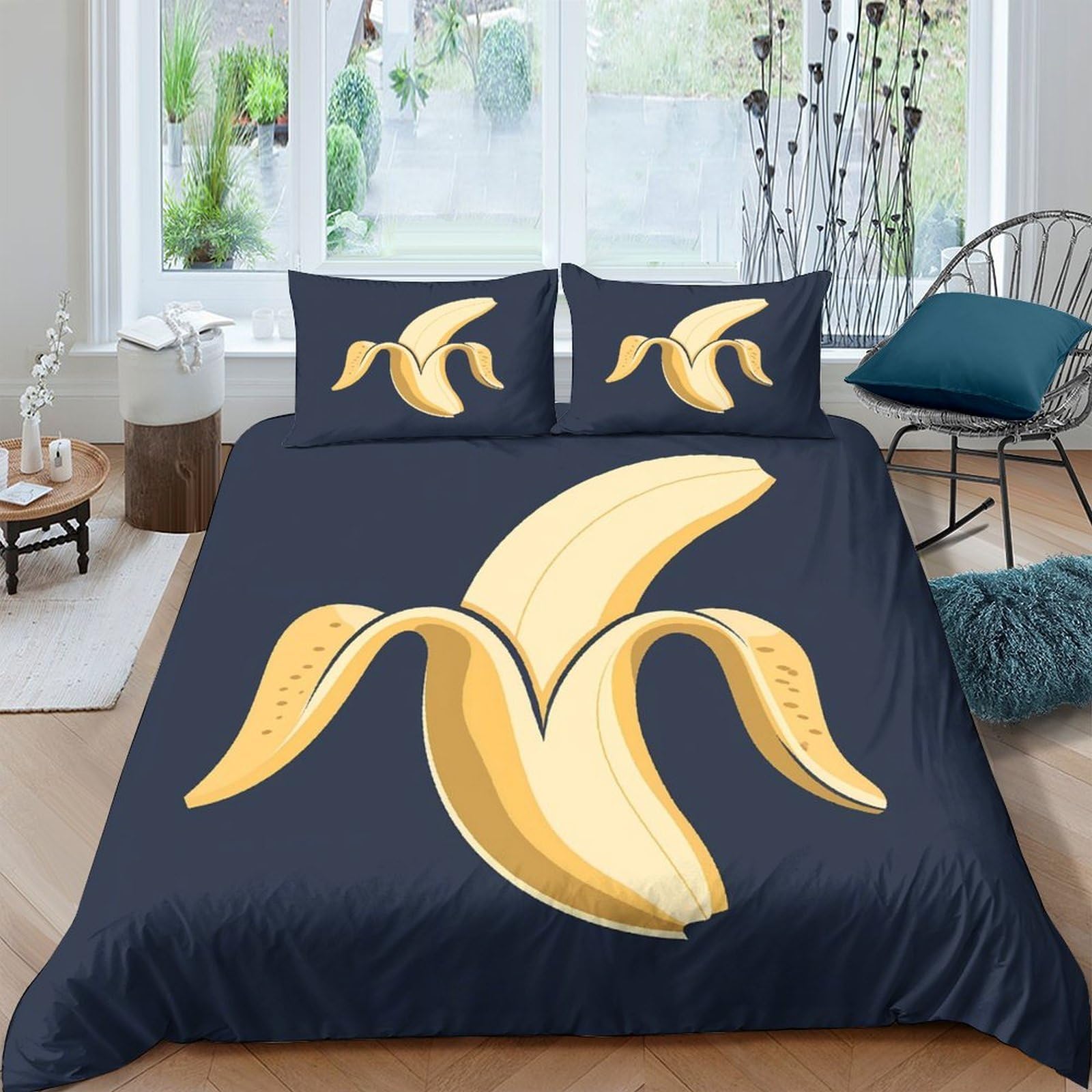 Ctjqhvkz Style-7 3D Printed Banana Art Fitted Sheet Microfiber Soft Non-Slip Cartoon Fruit Mattress Cover For Bedroom Dorm Mattress Protection Decor Single（135X200cm）