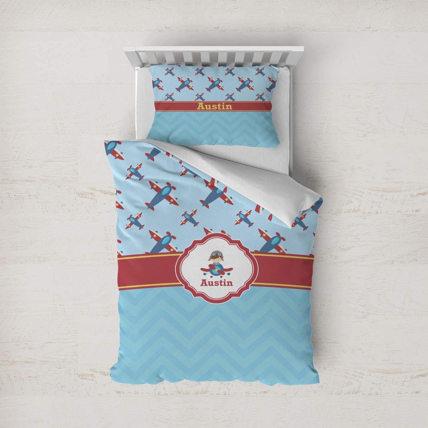 Personalized Airplane Theme Duvet Cover - Full/Queen