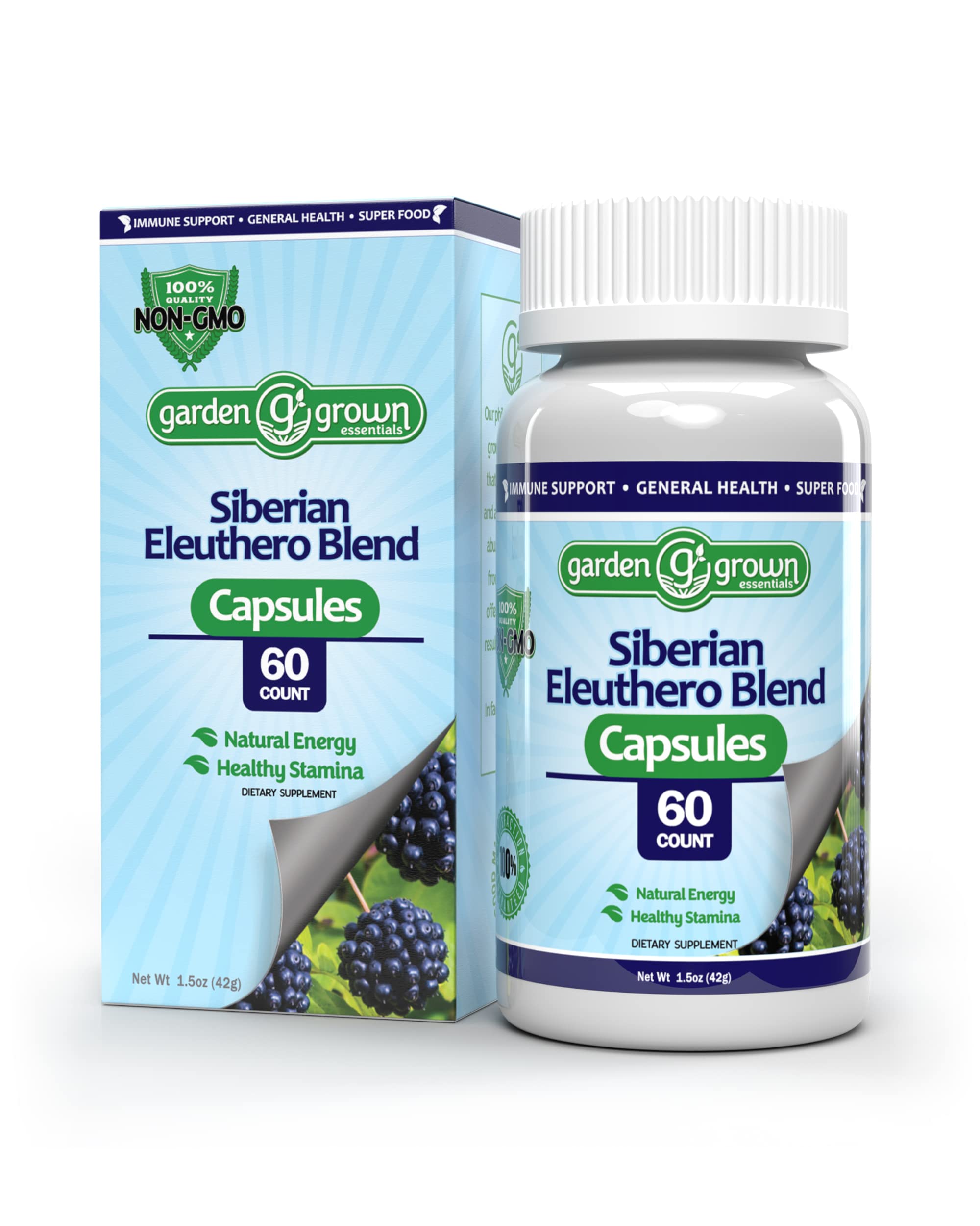 Siberian Eleuthero Root Capsules; Siberian Ginseng Energy Supplement; Reduce Fatigue and Sluggishness, Increase Stamina, Endurance and Vitality from Garden Grown Essentials