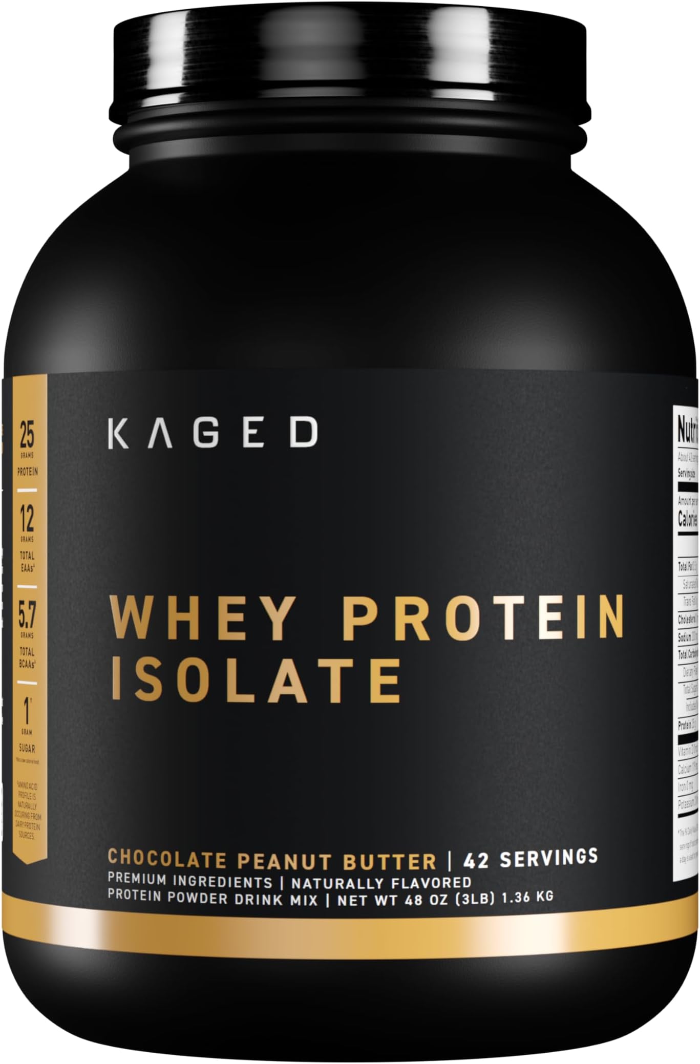 Kaged Whey Protein Isolate Powder | Chocolate Peanut Butter | 100% Pure Low Lactose Whey | Post Workout Recovery Drink | Supports Muscle Building | Supplements for Men & Women | 41 Servings