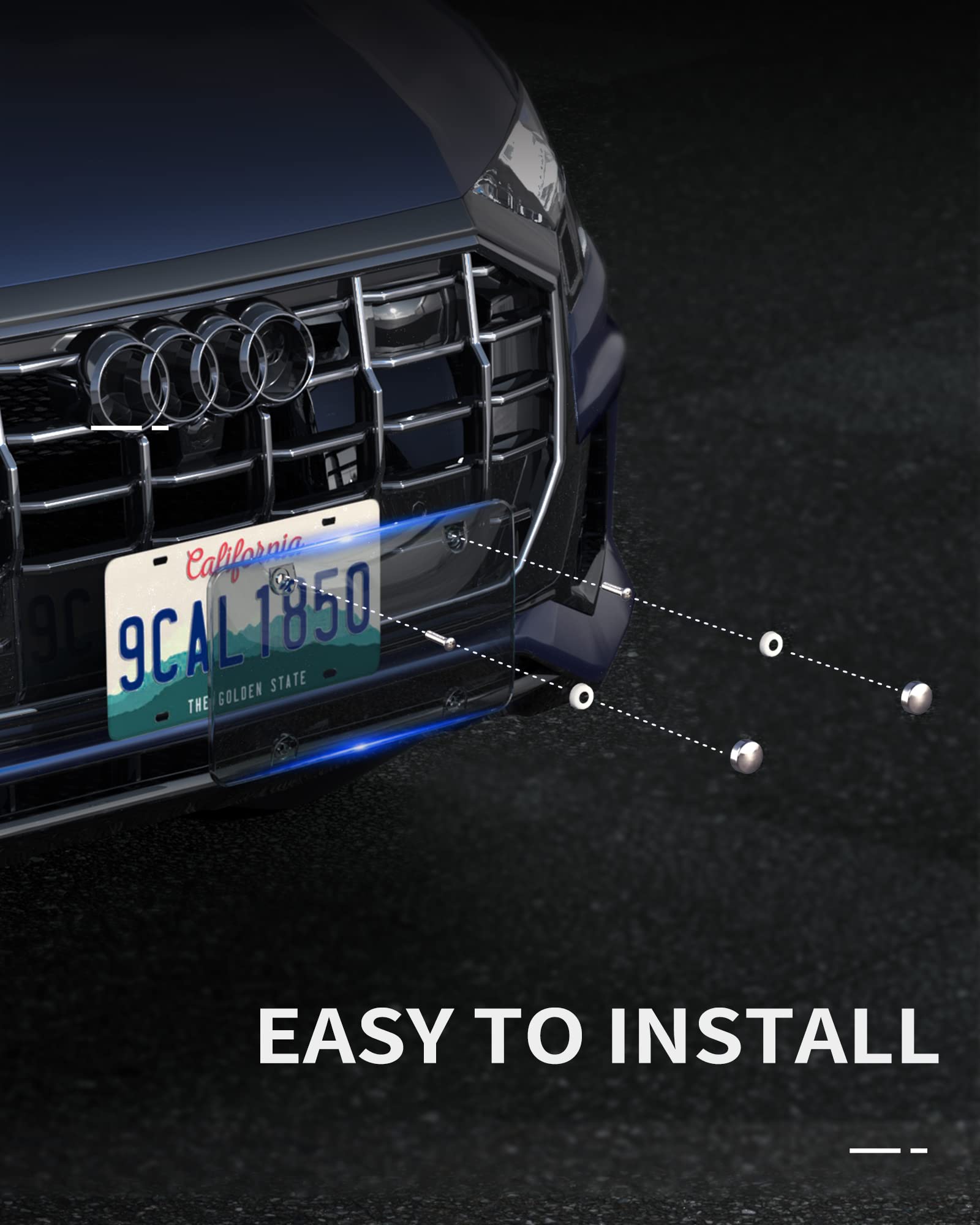 Aujen Tinted License Plate Cover Fits All Standard 6x12 Inches License Plates