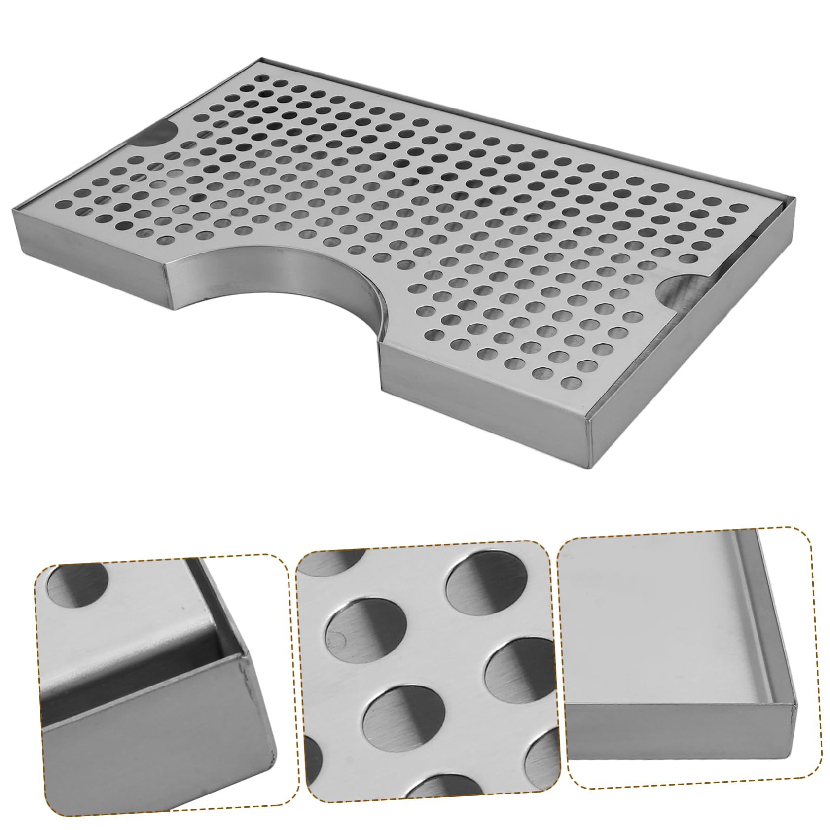 Bandeja de Goteo para Dispensador de Cerveza, Acero Inoxidable 304, 1 | Plata, Formato Compacto para Kegerator, Pieza de Recogida Base Antideslizante