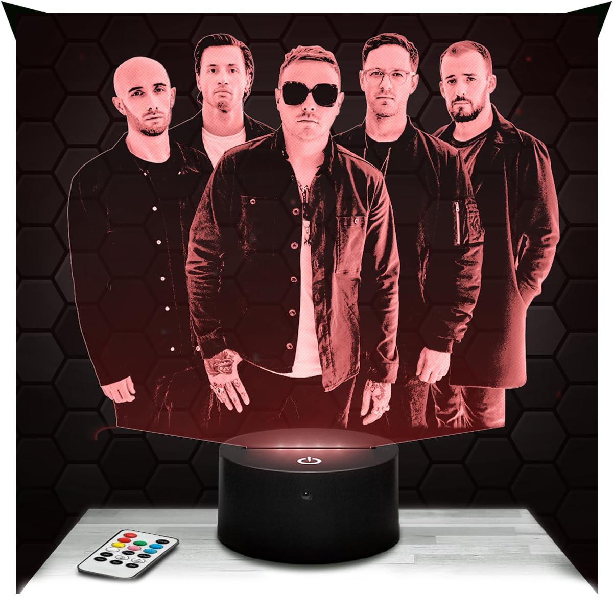 Lampephoto.fr - 3D Lamp Archit ects Group of British Metalcore Touch Night Light Led, 3D Hologram Effect, Christmas Birthday Gift Idea for Men and Women, Bedroom Decoration Object — image 1
