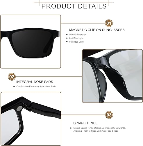 Miniatura 3 de ANDWOOD Lentes de lectura polarizados con bloqueo de luz azul, para hombres y mujeres, protección UV