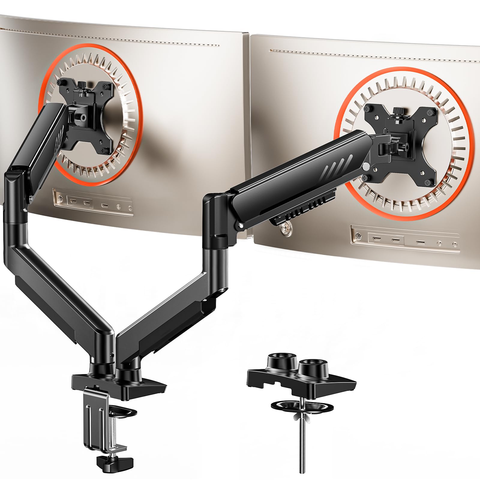 ErGear Monitor Halterung 2 Monitore, voll verstellbare Monitor Halterung für 13-32″, schnell installierter Dual Monitor Arm mit werkzeugloser VESA-Montage, maximale Belastung von 9kg (Schwarz)