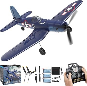 F4U Corsair RC Planes for Adults, RTF 4 Channel Remote Control Airplanes with 6-Axis Gyro, 3 Flight Modes, One-Key Aerobatics, Wingspan 400mm RC Airplane with 3 Batteries, Ideal for Outdoors