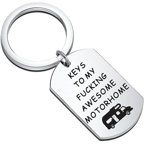 TIIMG Motorhome Keychain Camper Keychain RV Gifts Stainless Steel