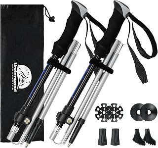 Underwood Aggregator Collapsible Trekking Poles 2-Pack - Lightweight Aluminum Tri-Fold Hiking Sticks for Seniors, Balance & Backpacking