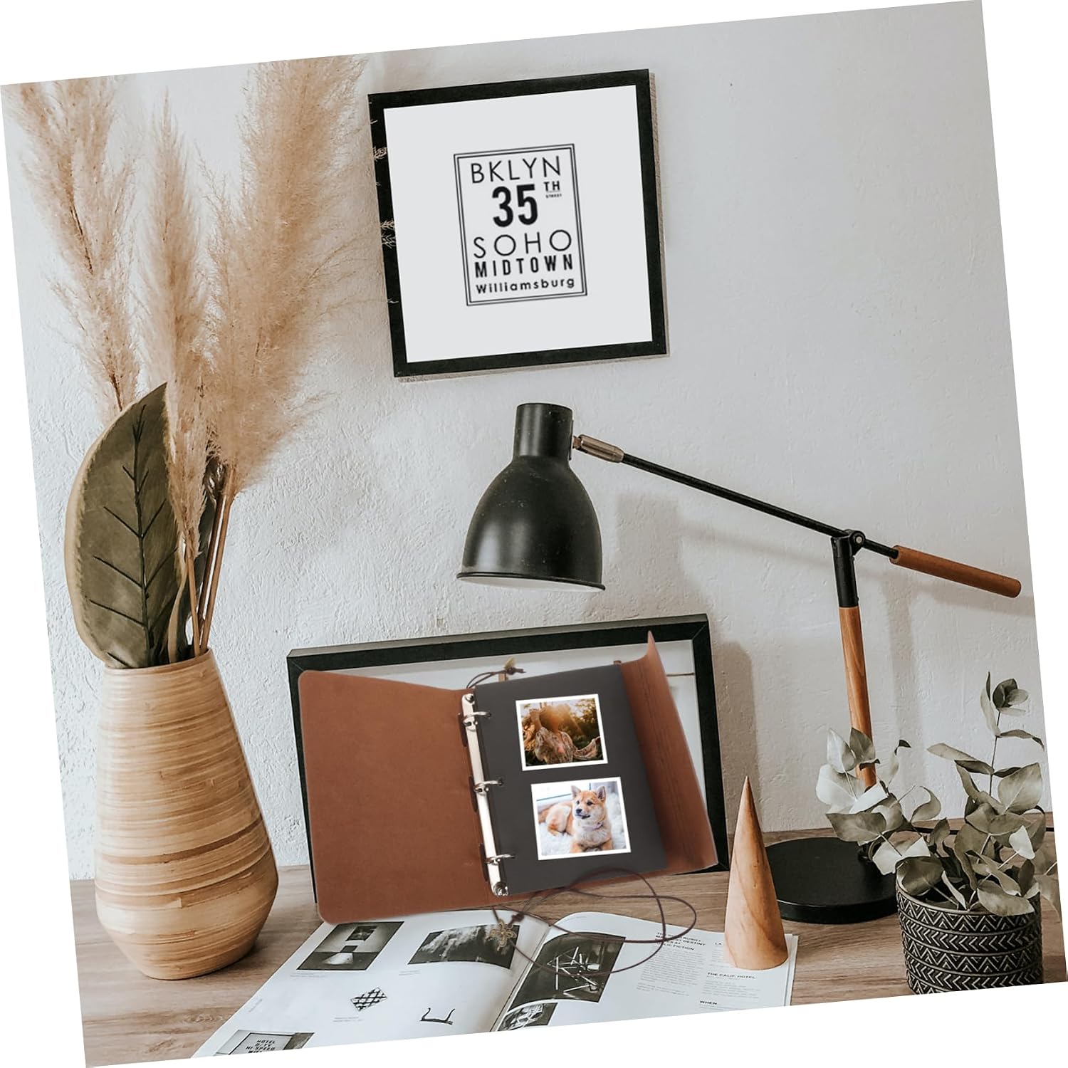 HEALLILY Retro Photo Album Vintage Pu Leather Diy Scrapbook Kit Aesthetic Scrapbook