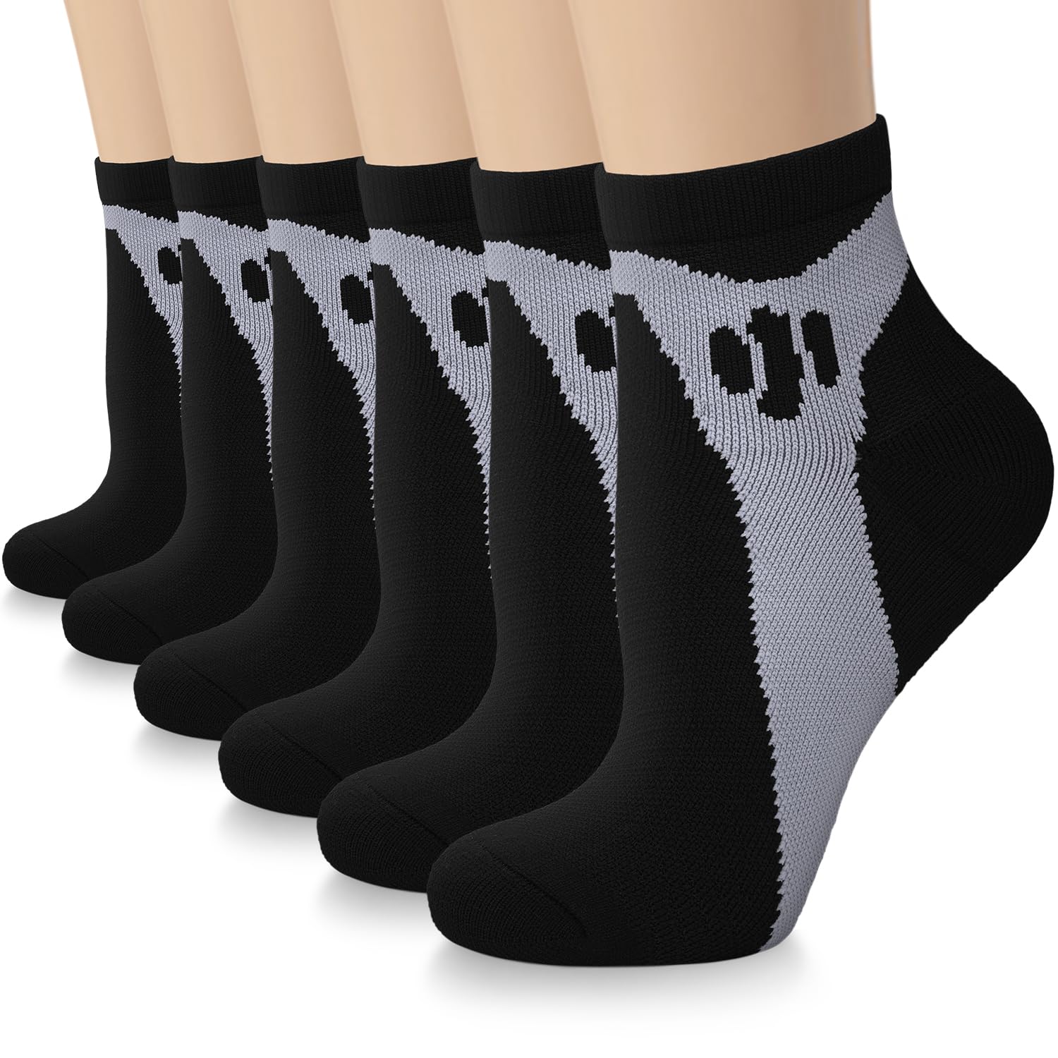 Sooverki Copper Compression Socks Women and Men 6 Pairs - Circulation Arch Support Plantar Fasciitis Running Ankle Socks