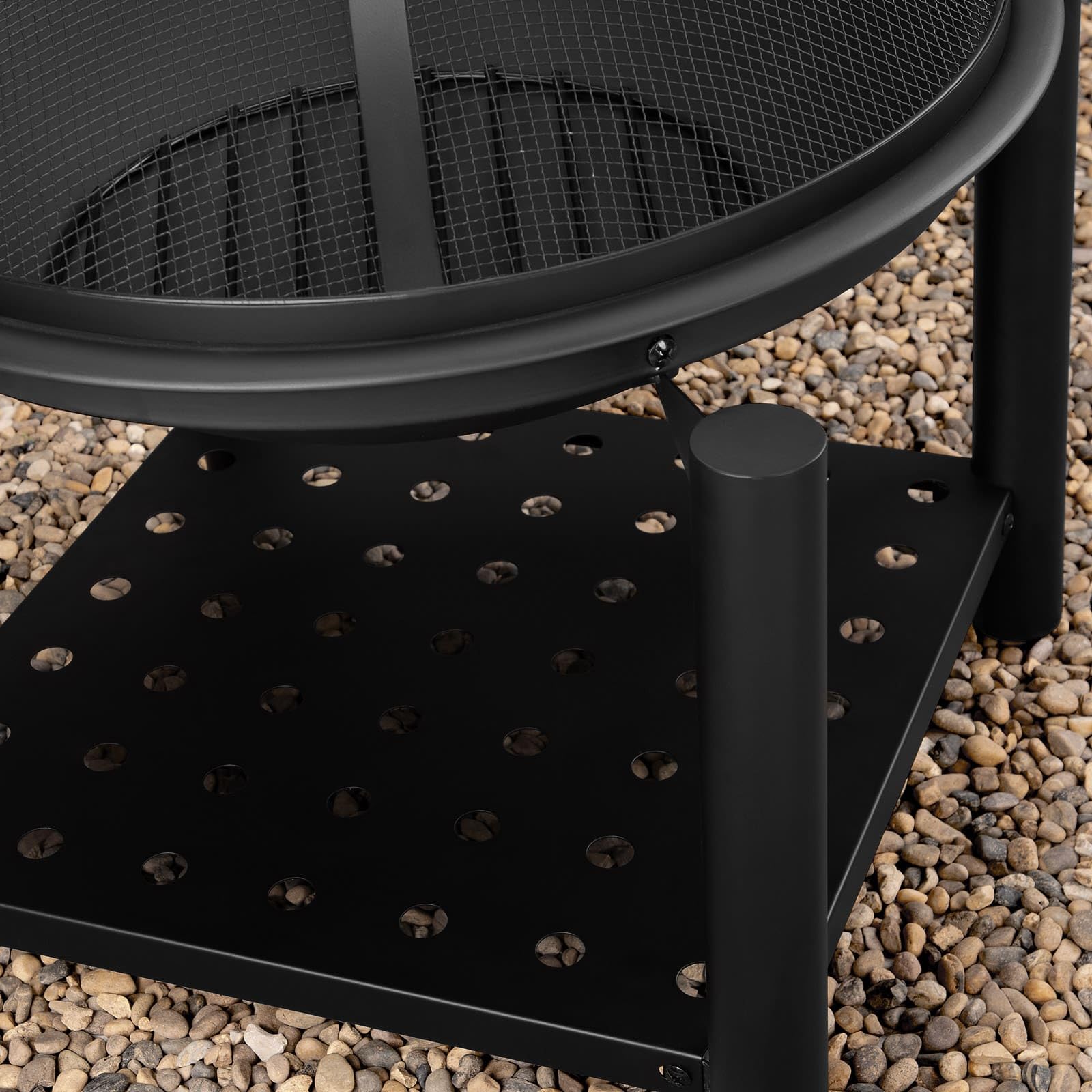 Deuba Braciere Rotondo Ø 55cm Attizzatoio Parascintille Ripiano Portaoggetti Camino Giardino Stufa