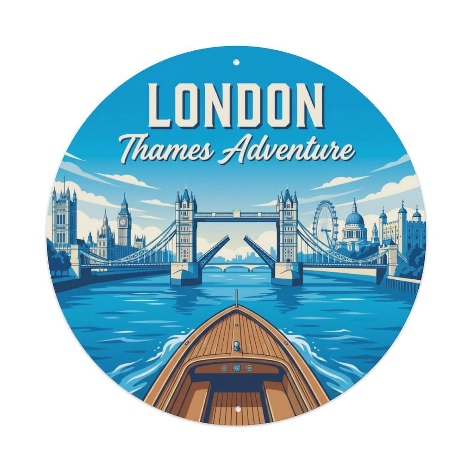 Fqcyn Style Vintage Travel London Thames Adventure Metal Tin Sign