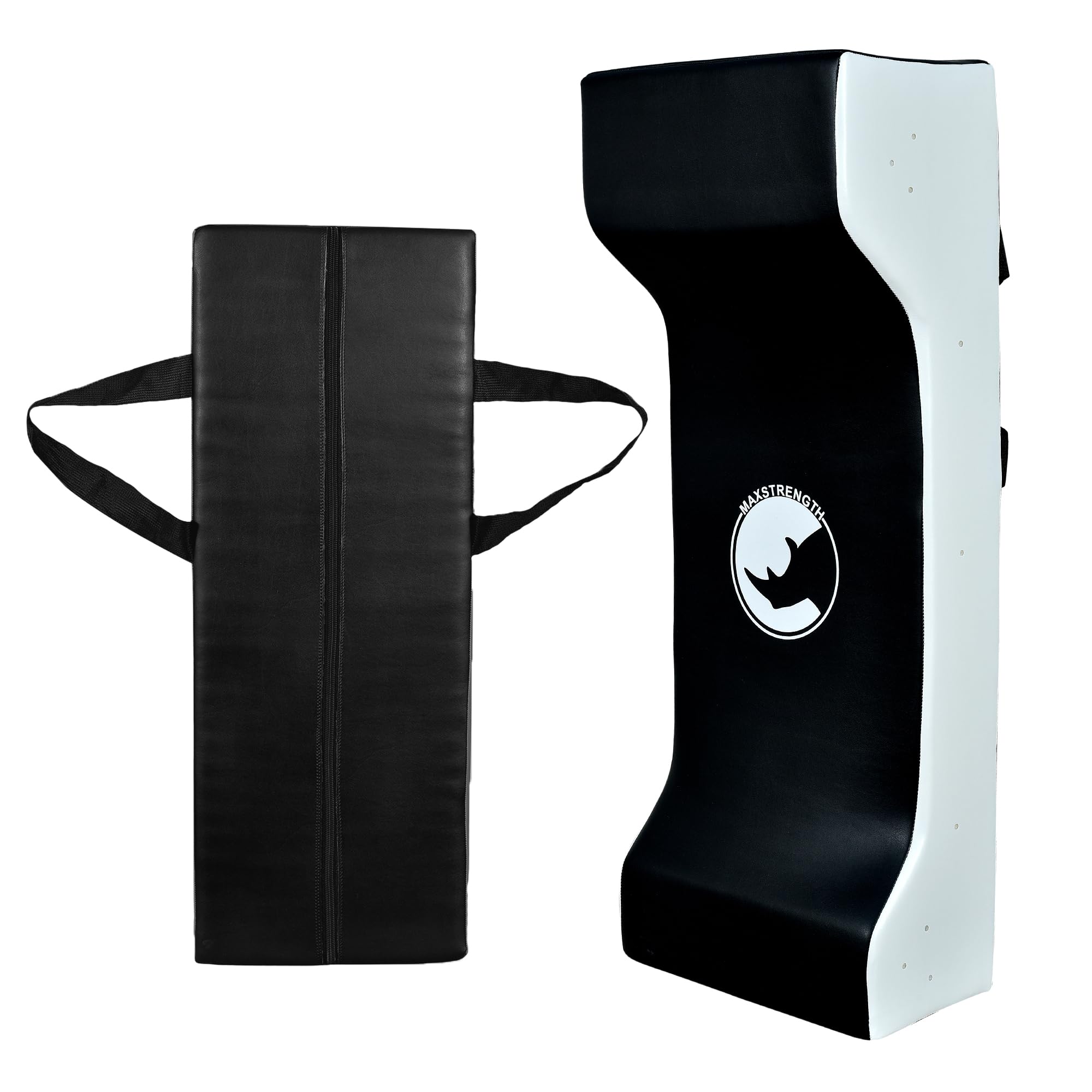MAXSTRENGTH Double Rugby Tackle Shield - Curved Training Pad with Back Handles & Zip - Impact Resistant - Black/Red or Black/White