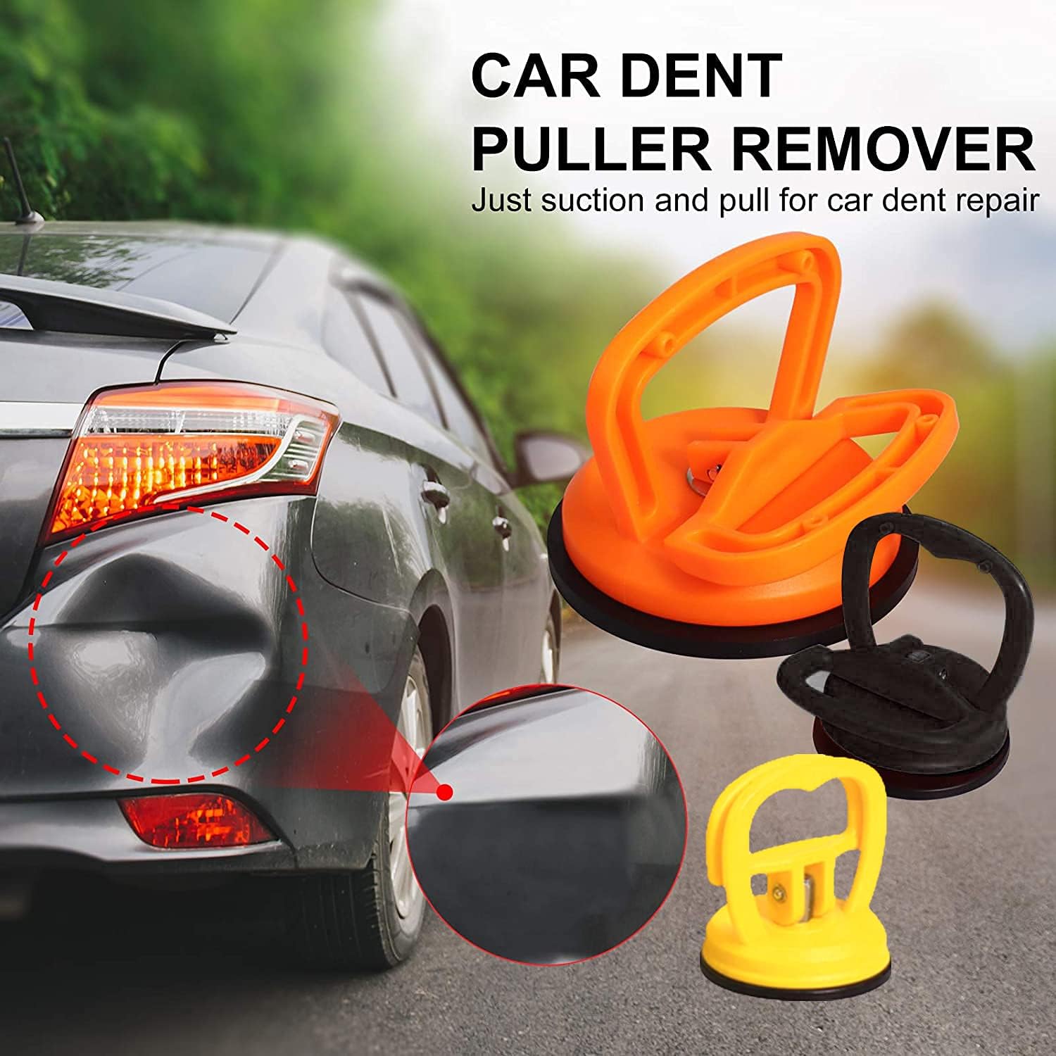 IEKOOMI 3 Pcs Suction Cup Dent Puller Set, Car Dent Repair Kit with a Wahing Towel and a Pair of Gloves, Dent Removal Tools Handle Lifter for Glass Tiles Mirror Granite Lifting and Objects Moving : Automotive