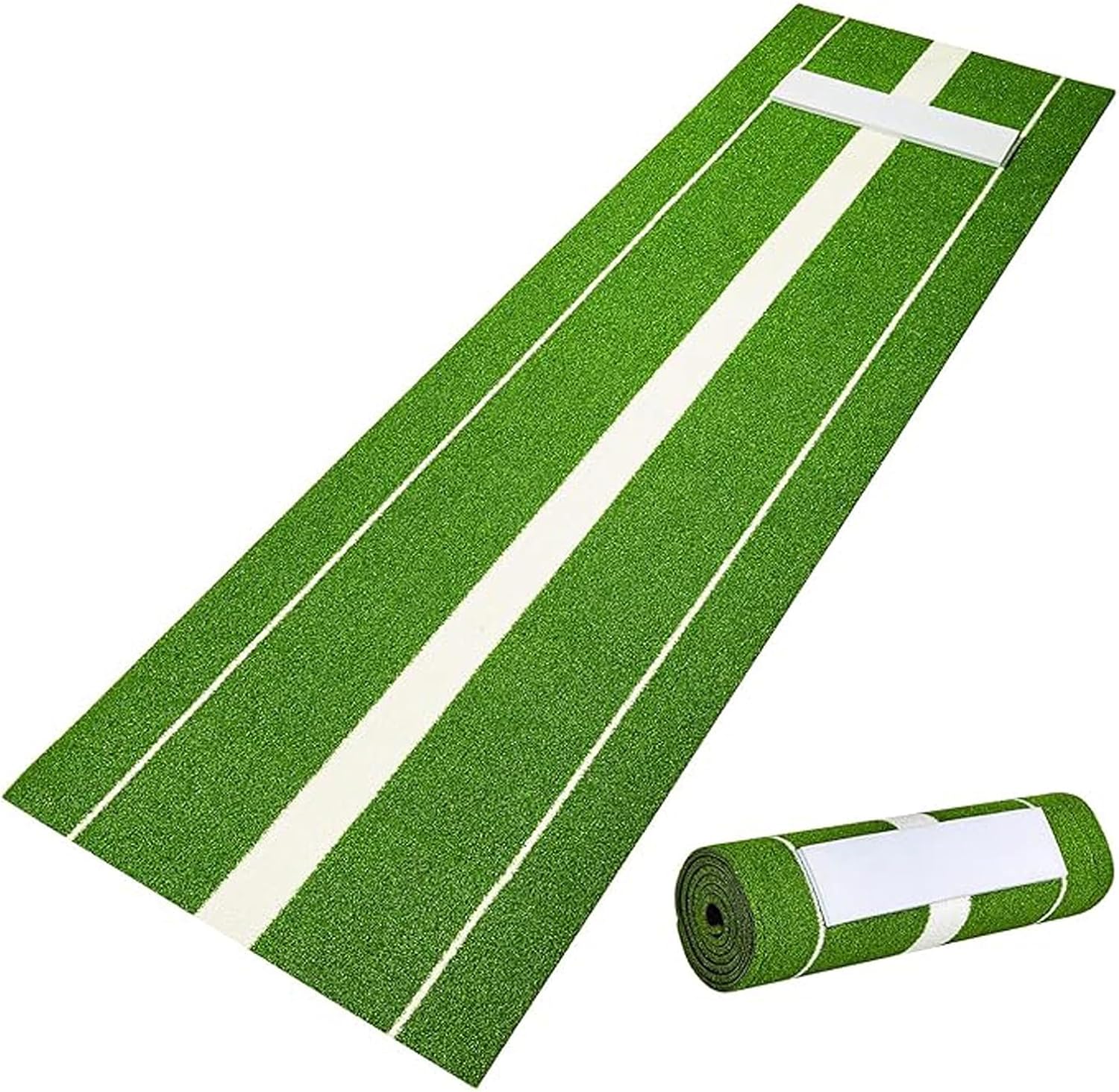 10x3FT Softball Pitching Mat with Rubber | Portable Artificial Grass Pitchers Mound Mat for Indoor/Outdoor Practice | Carry Strap & Non-Slip Design (36"x120")