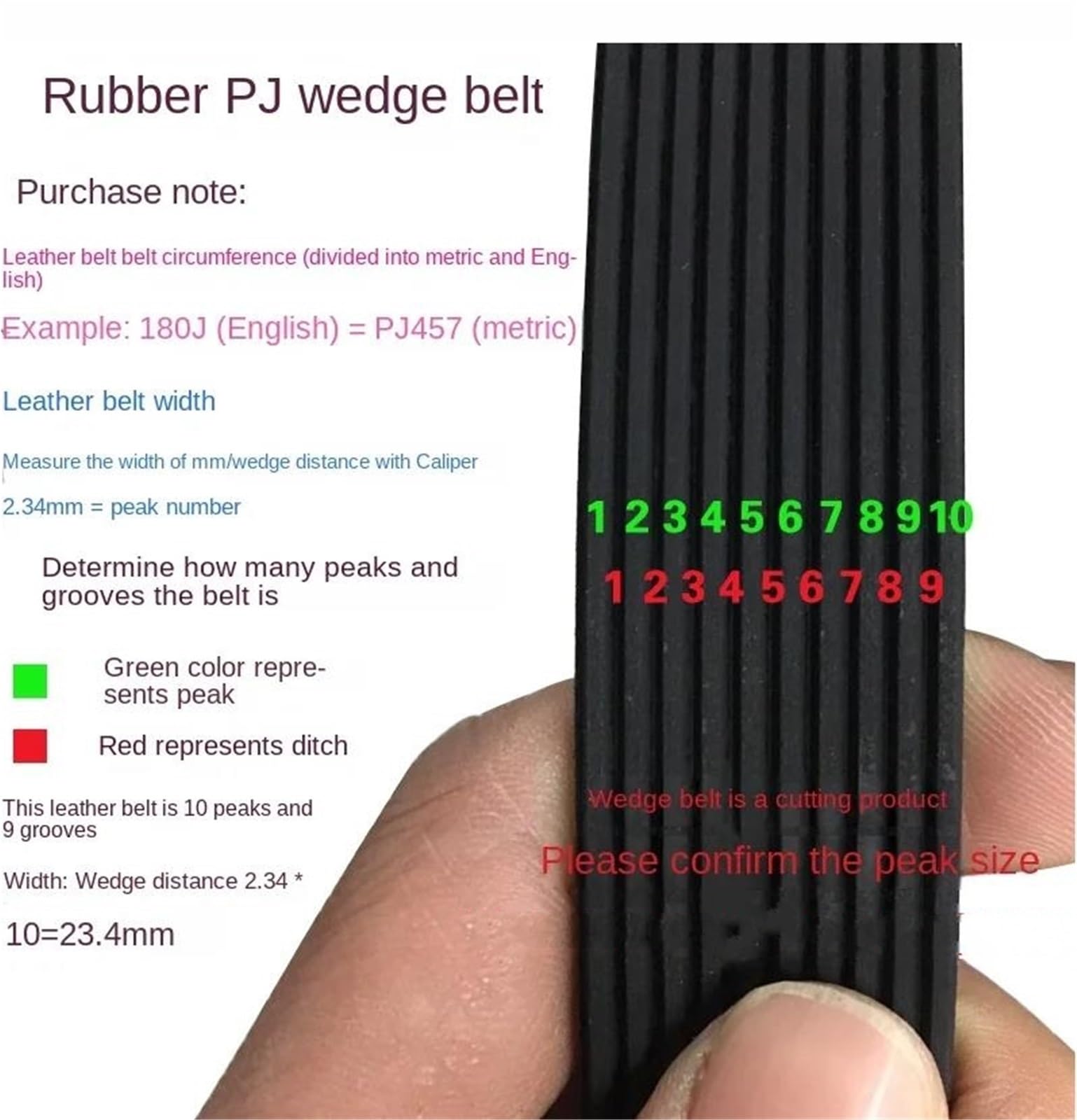 Antriebsriemen PJ Gummiförderband PJ540 PJ543 PJ546 PJ550 PJ555 PJ556 PJ559 PJ560 PJ565 PJ568 Zahnriemen(224J-PJ568,8ribs)