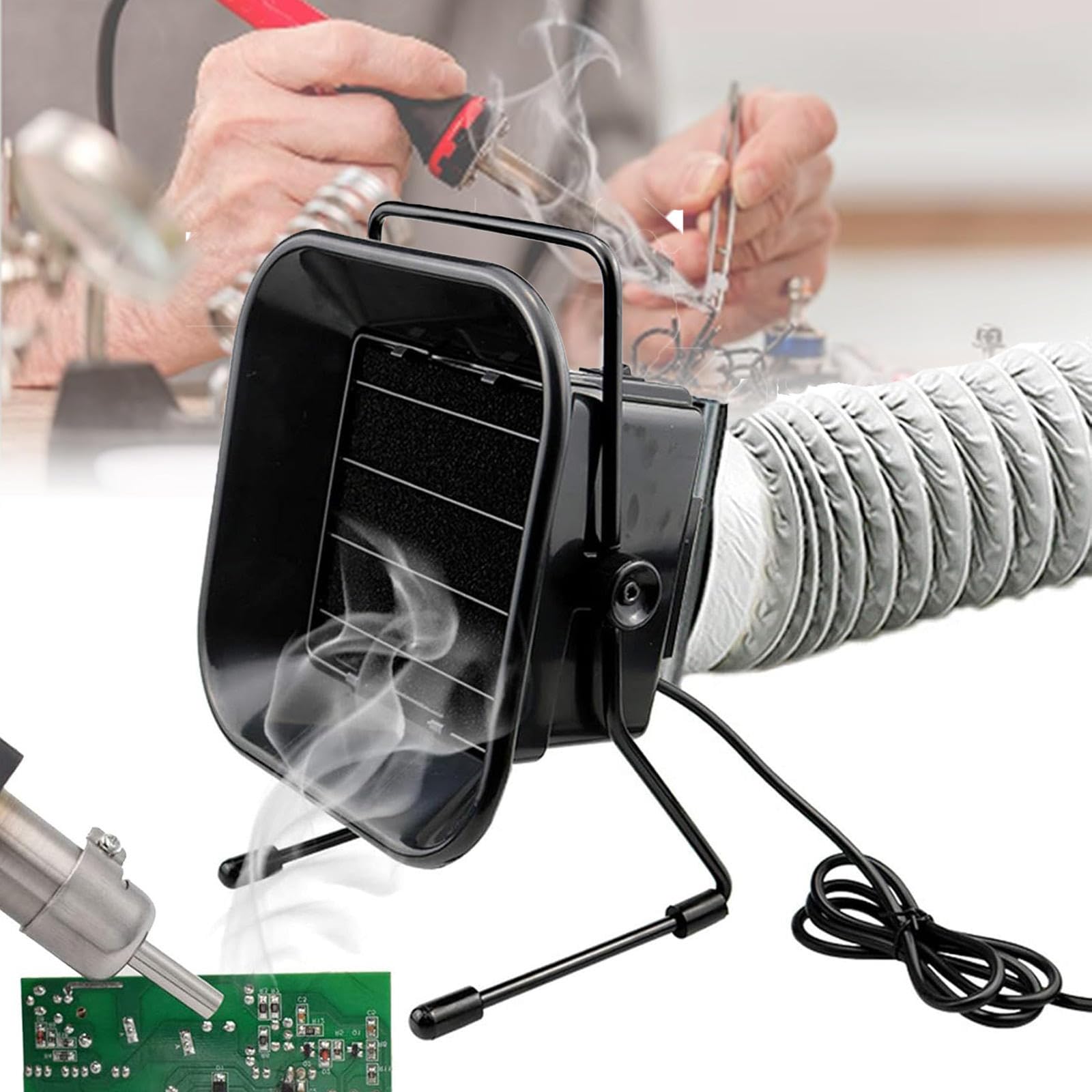 Extracteur de Fumées de Soudage, Filtre de Fumée de Soudage 50W, 4600 TR/Min Ventilateur D'échappement à Faible Bruit, Tuyau de Fumée à Angle Réglable, équipement D'extraction de Fumée,7MTube