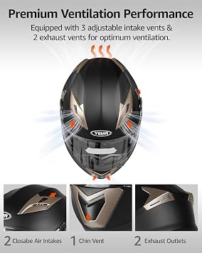 Motorcycle Modular Full Face Helmet DOT Approved - YEMA Helmet YM-925 Motorbike Casco Moto Moped Street Bike Racing Helmet with Sun Visor for Adult Youth Men and Women