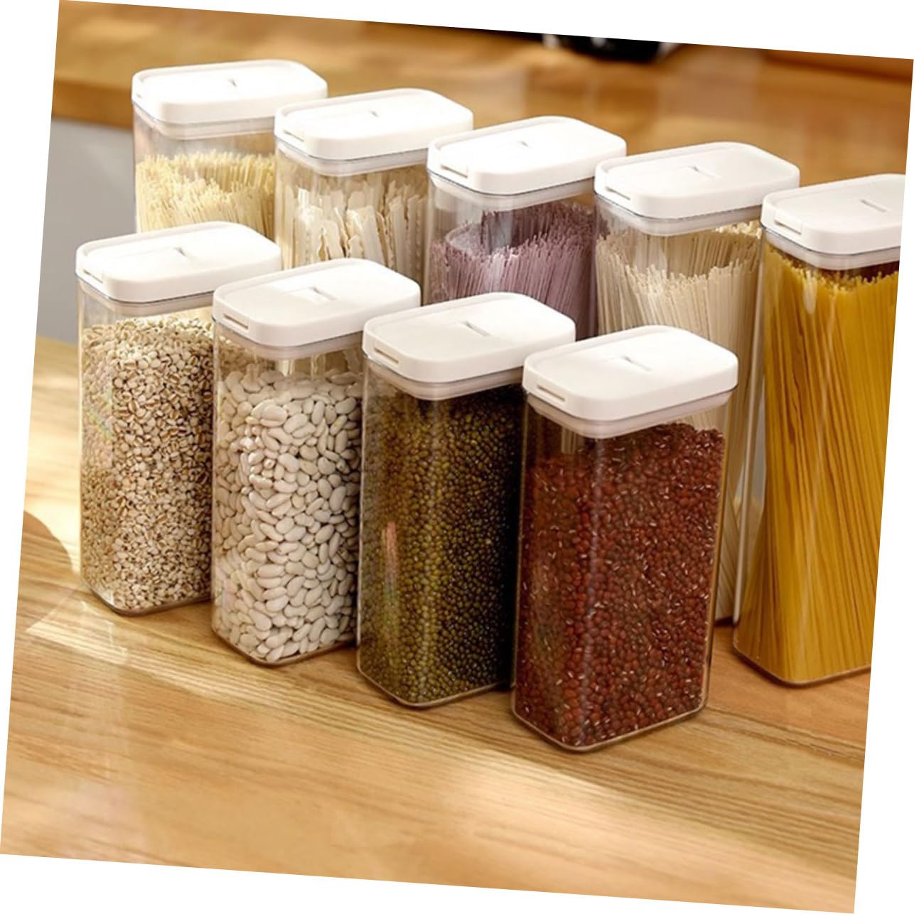 PRETYZOOM 5piezas Contenedor De Pasta Reutilizable Tapa Hermético y Transparente Para Espaguetis y Alimentos Secos Para Cocina y Almacenamiento Organizado
