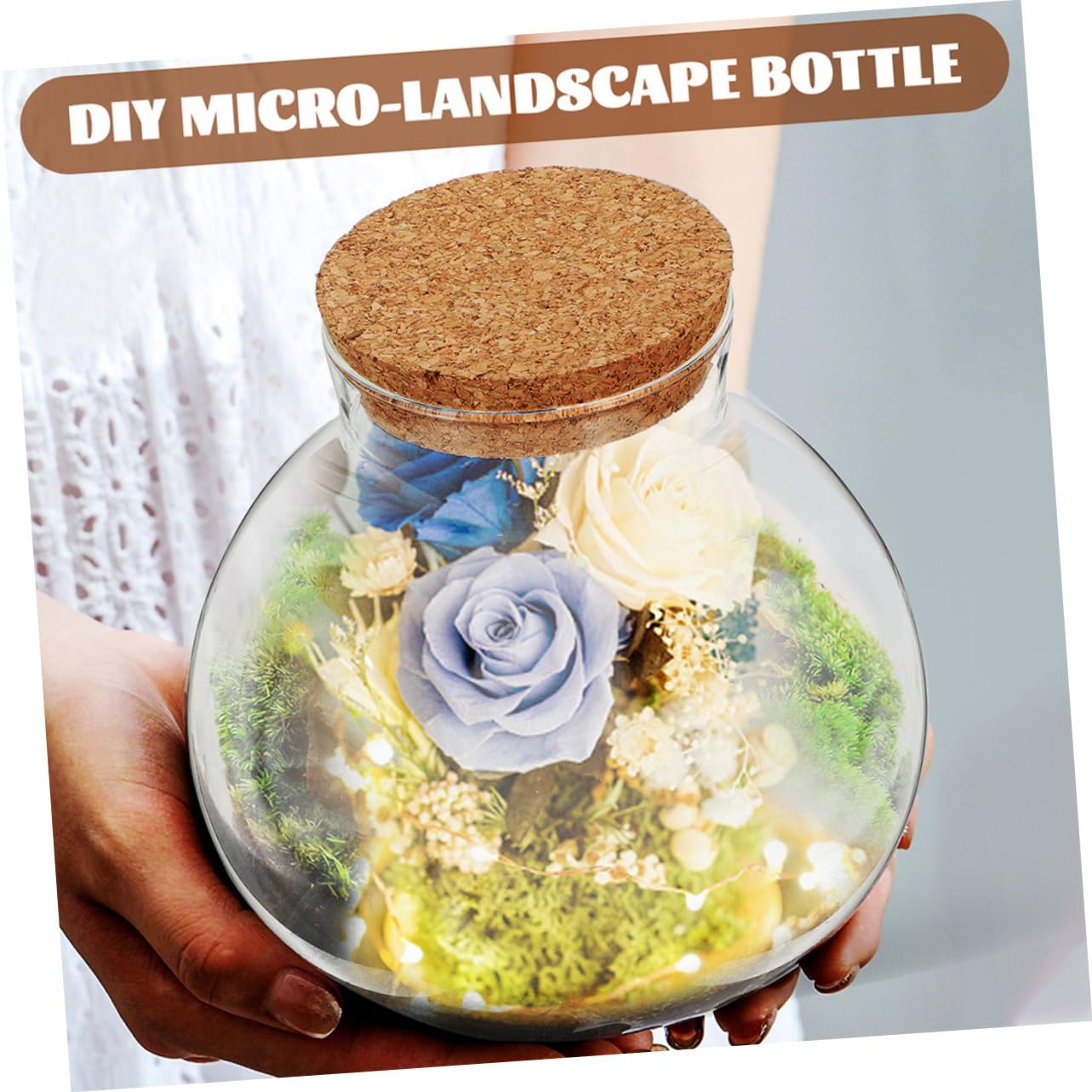 3pezzi Bottiglie Sferiche Per Terrario Con Di Sughero Contenitori Per Paesaggi Ecologici Design Trasparente Facili Da Pulire e Riutilizzabili Per Decorazioni e Piante Verdi