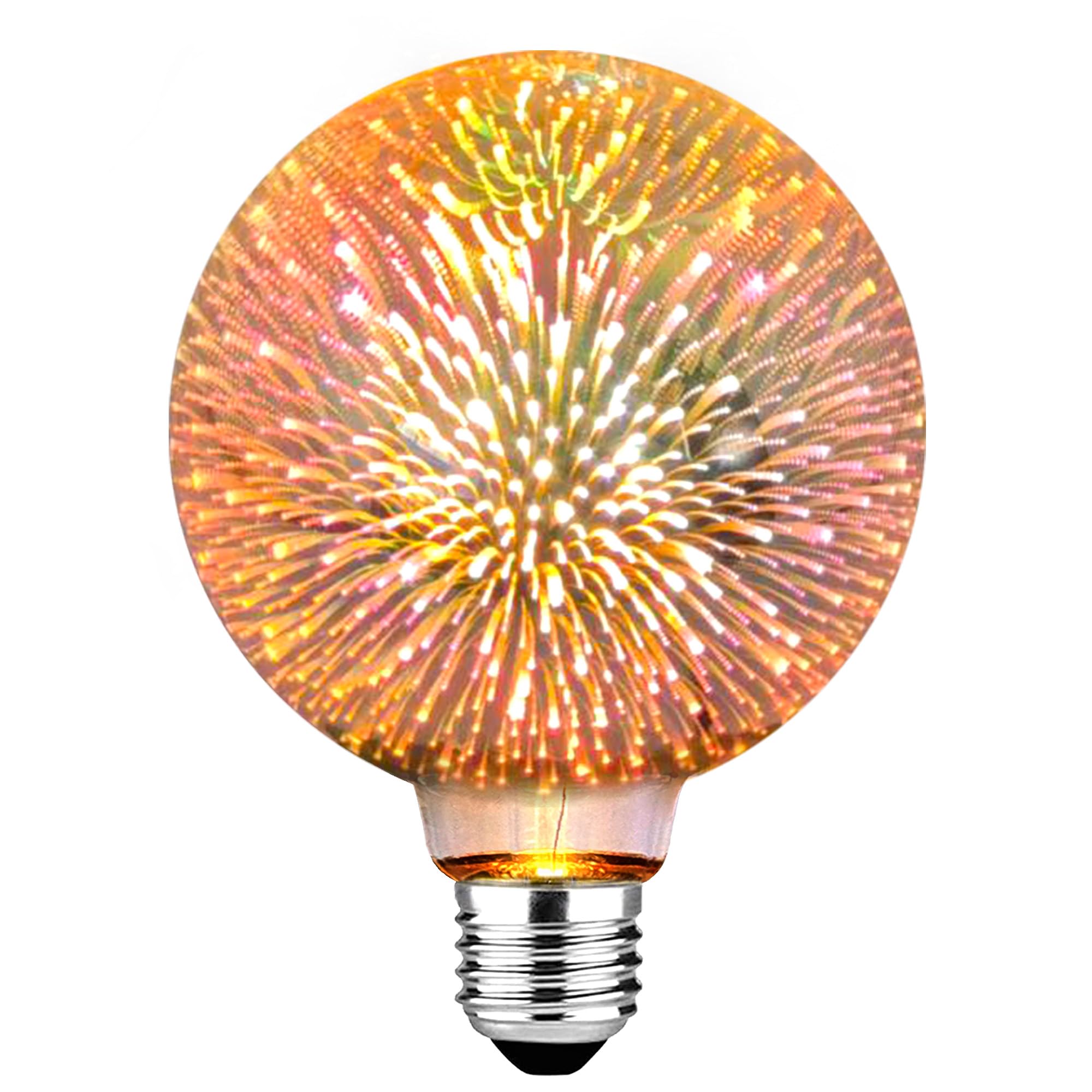 Edison Vintage Glühbirne E27, E27 LED Vintage mit 3D Feuerwerk-Effekt Glasgehäuse 3W Retro LED Lampe Dekorative Glühbirne Ideal für Wohnräumen, Restaurants,Weihnachten und Hochzeiten - G95(YHD)