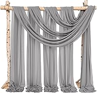 Vista 221 de Tela para envolver arco de boda, 4 paneles de 28 x 20 pies, cortinas de arco de boda rosa para ceremonia, cortinas de tela de gasa para cenador