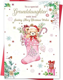 Christmas Card for Granddaughter, Merry Christmas Gifts for Granddaughter,Funny Xmas Card & Gifts for Granddaughters from Grandpa, Grandma, Grandparents
