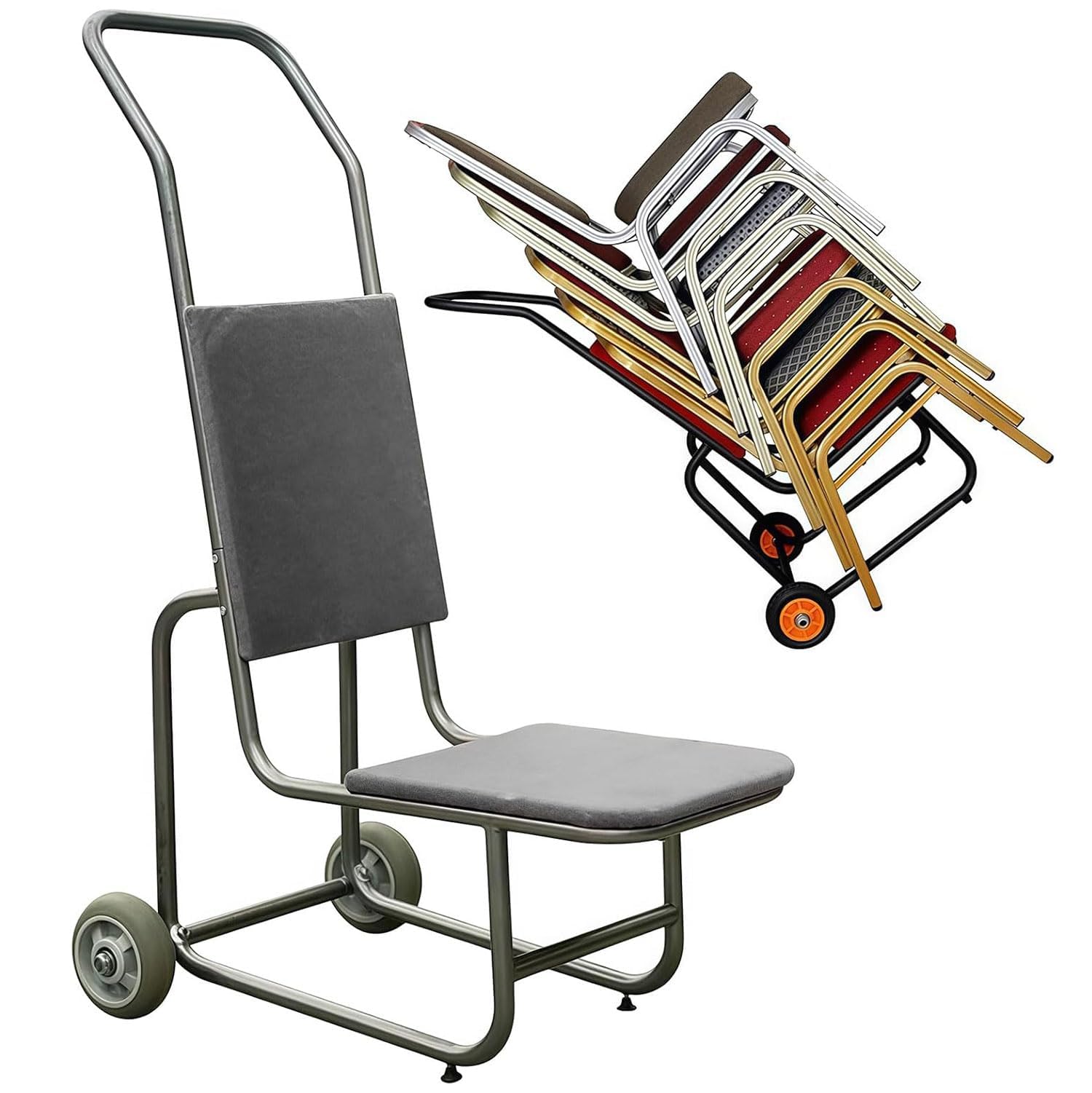 Carro de Transporte de Alta Resistencia para sillas apilables Planas, Carro para Mover sillas para Almacenamiento y manipulación, Capacidad de 300 kg (660 lbs).