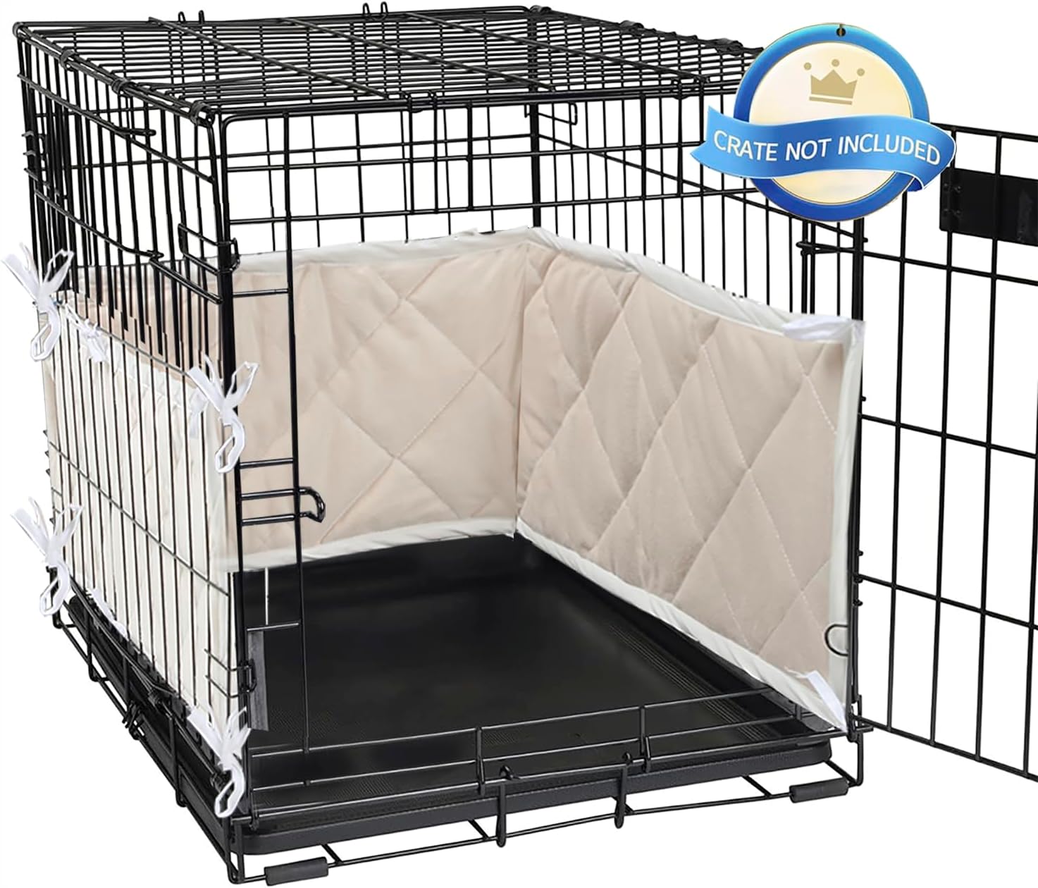 Dog Crate Bumpers for Inside Cratewith Ties， Apricot Dog