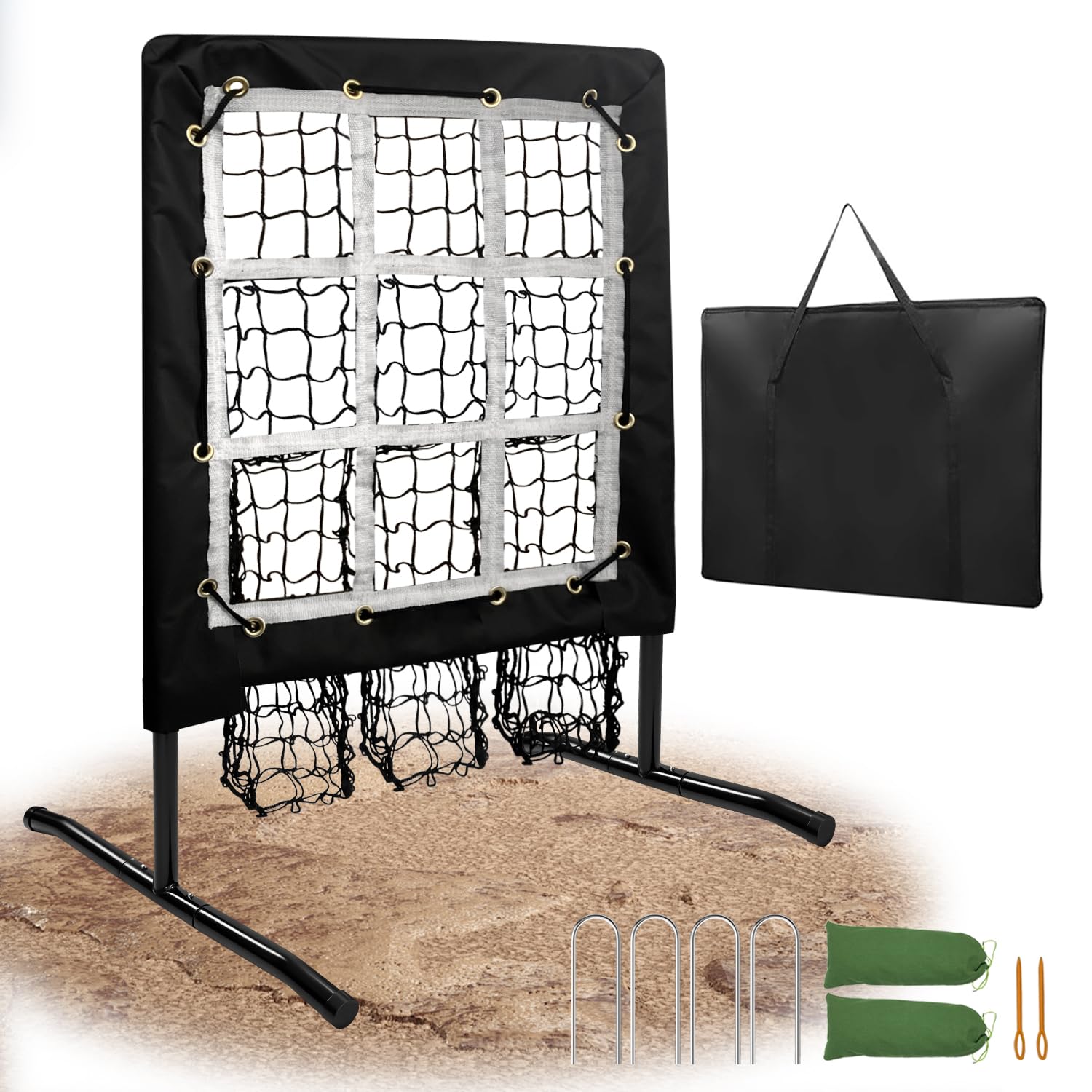 View 1 of ***PARTS ONLY*** Bryvaxel 9-Hole Baseball Pitching Net