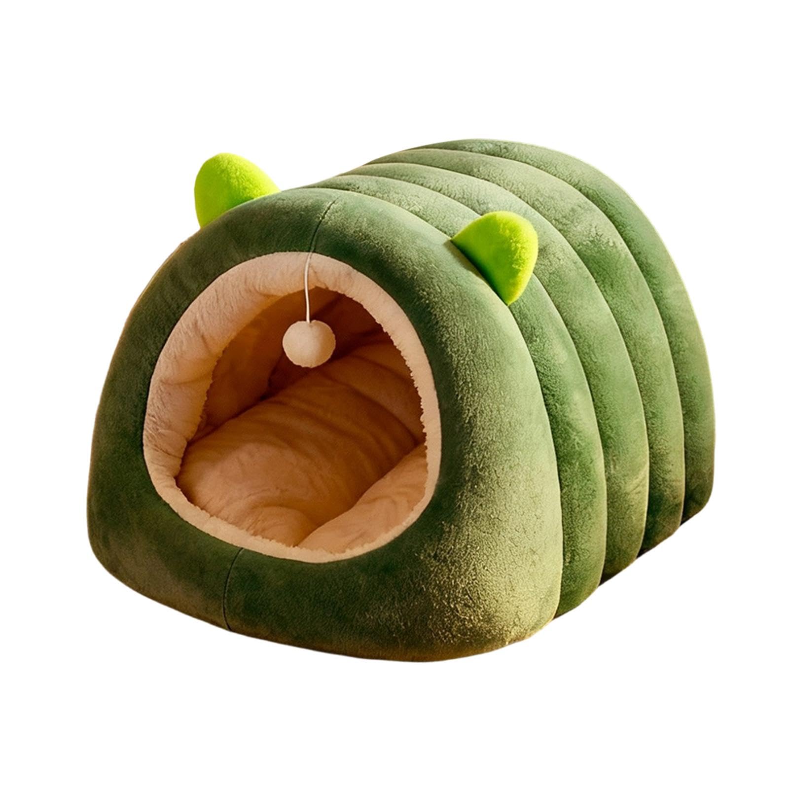 Cuccia per Gatti Chiusa, Calda e Accogliente, con Cuscino Rimovibile e Lavabile, mobiletto, Cuccia Rilassante per Gatti, Green M