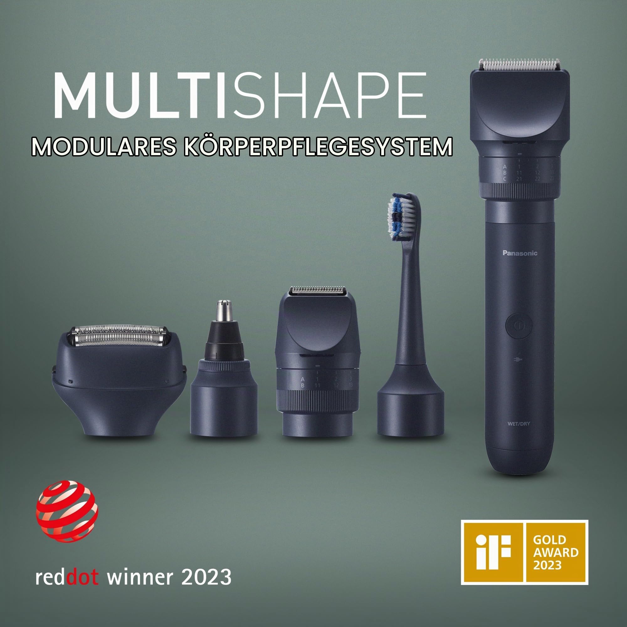 Panasonic MULTISHAPE modulares Körperpflege-System ER-CSF1, 3-Klingen-Scherkopf für Männer mit wiederaufladbarem Ni-MH-Akku
