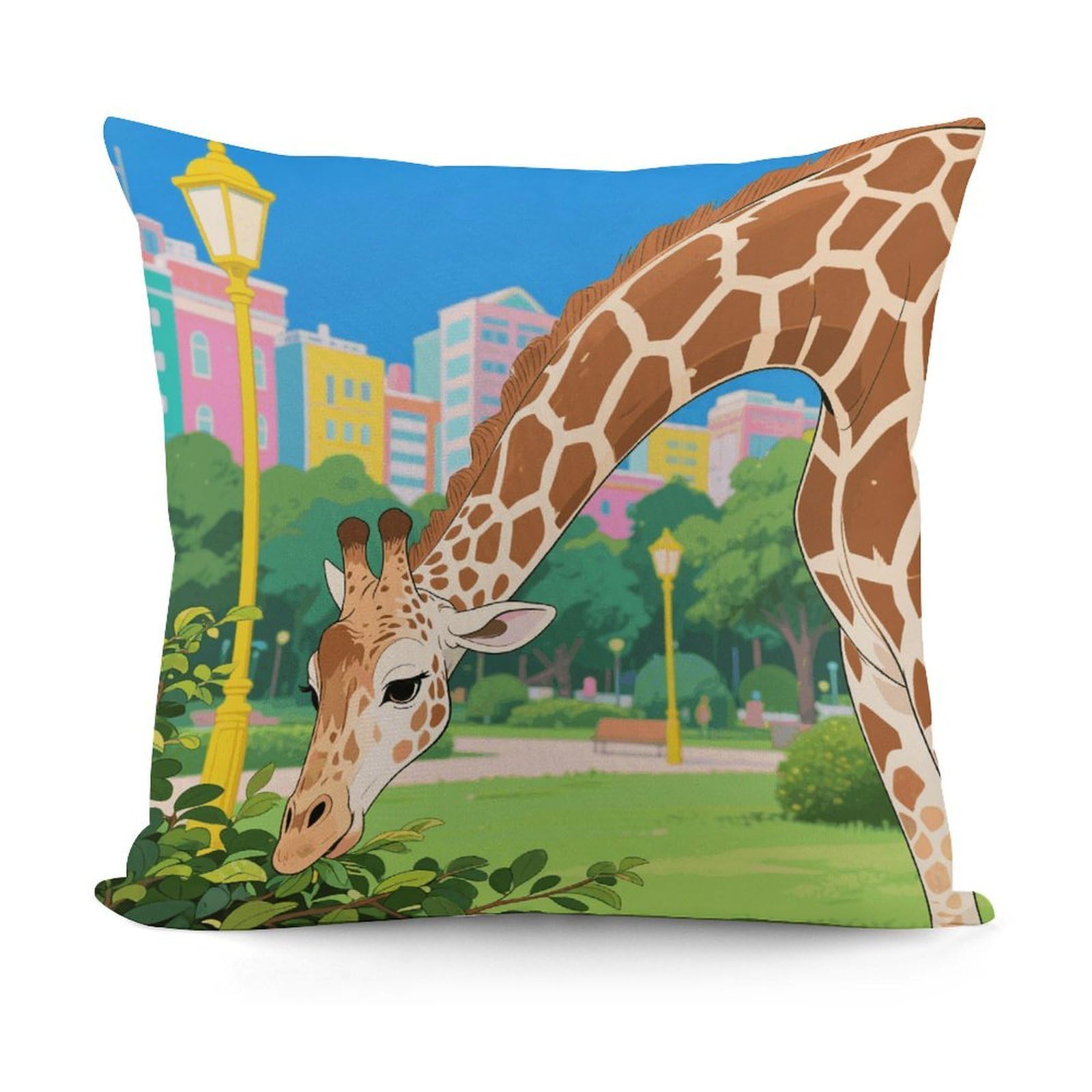 VstaDank Masai Giraffe Pillow Cover with Invisible Zipper Square Throw Pillowcase Plush Couch Sofa Pillow Case 18x18 Inch Decorative Throw Cushion Covers for Sofa Living Pillowcover