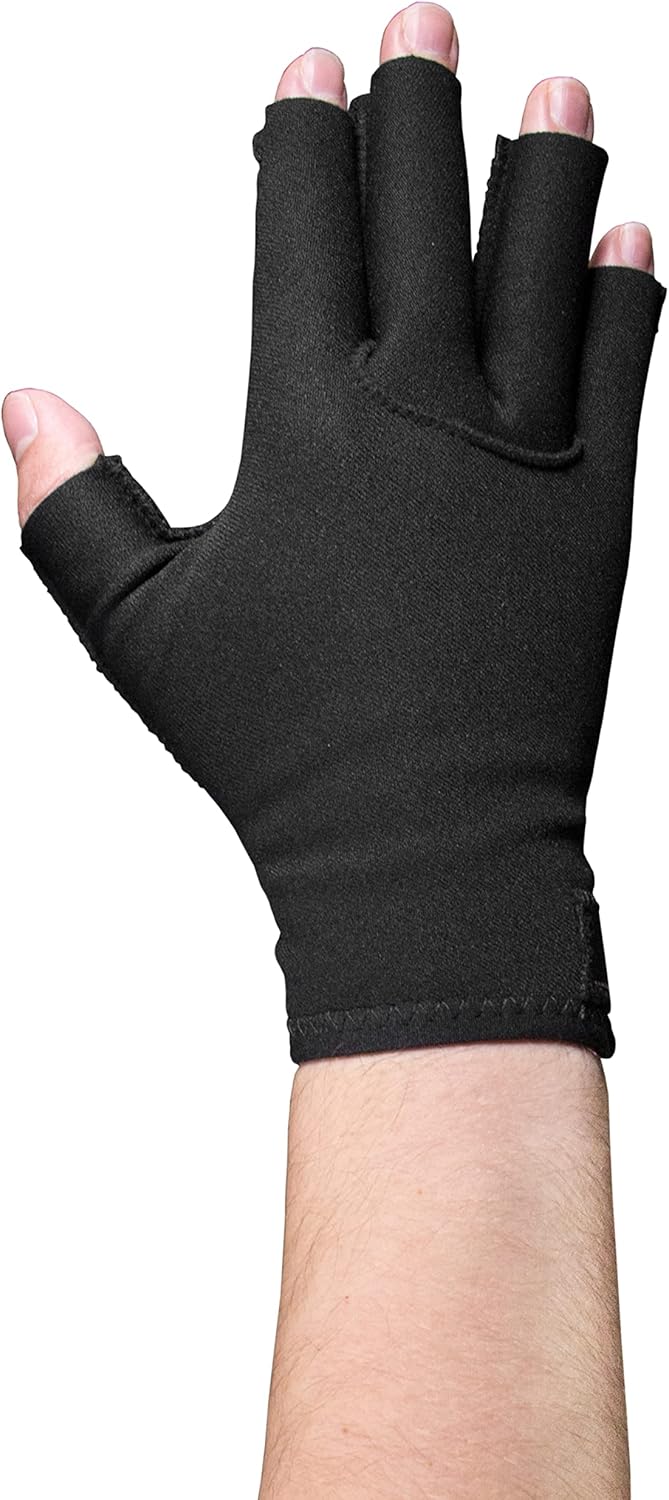 OTC Resting Splint Glove, 5 Finger Semi-Rigid Splints, Open Tips, Black, Medium : Health & Household
