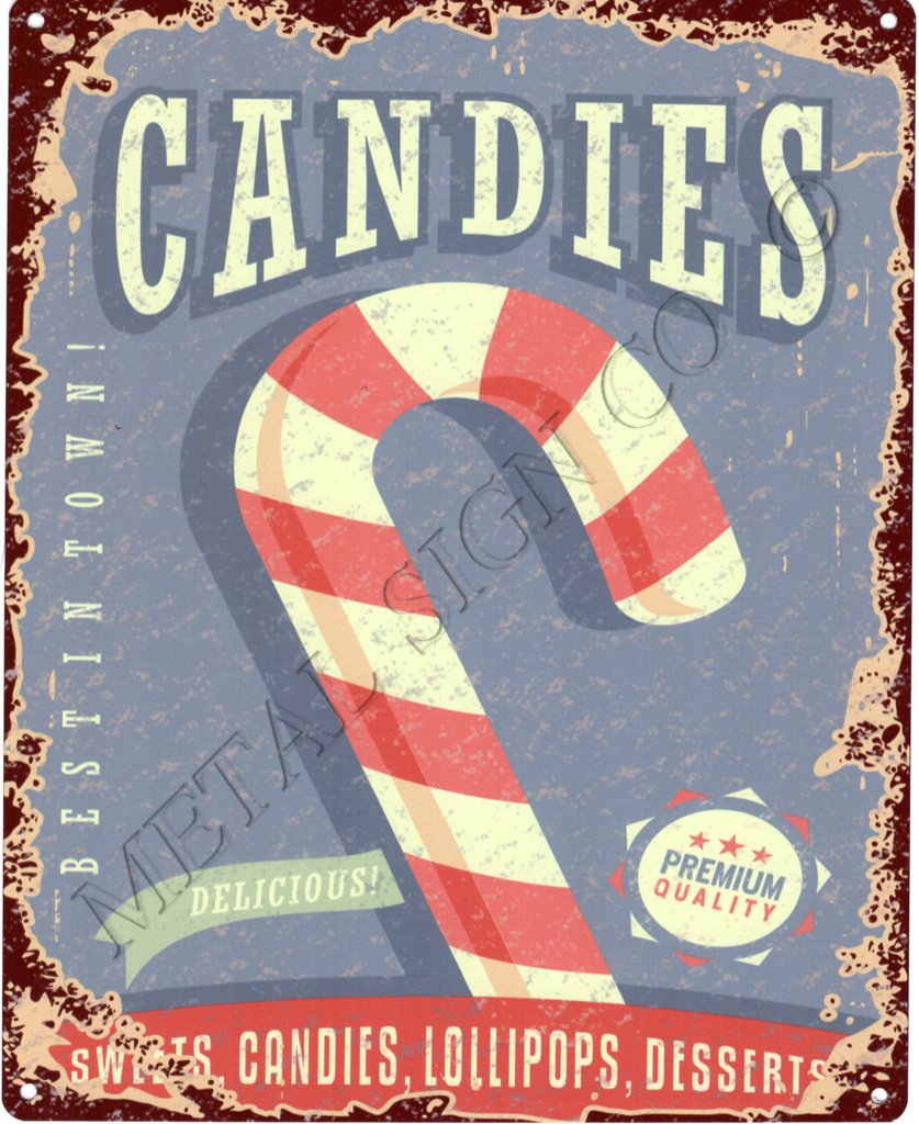 small CANDIES SWEET SHOP METAL SIGN RETRO VINTAGE STYLE coffee shop kitchen bar pub wall art confectioary sweets shop