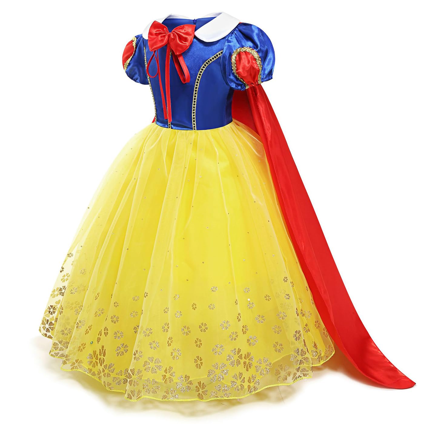 Kosplay Ragazza Vestito da Principessa con Mantellina e Cerchietto Abito da Principessa Costume da Fiaba Abito da Sera Compleanno Natale Festa Halloween Carnevale Fantasia Cosplay Giallo 120