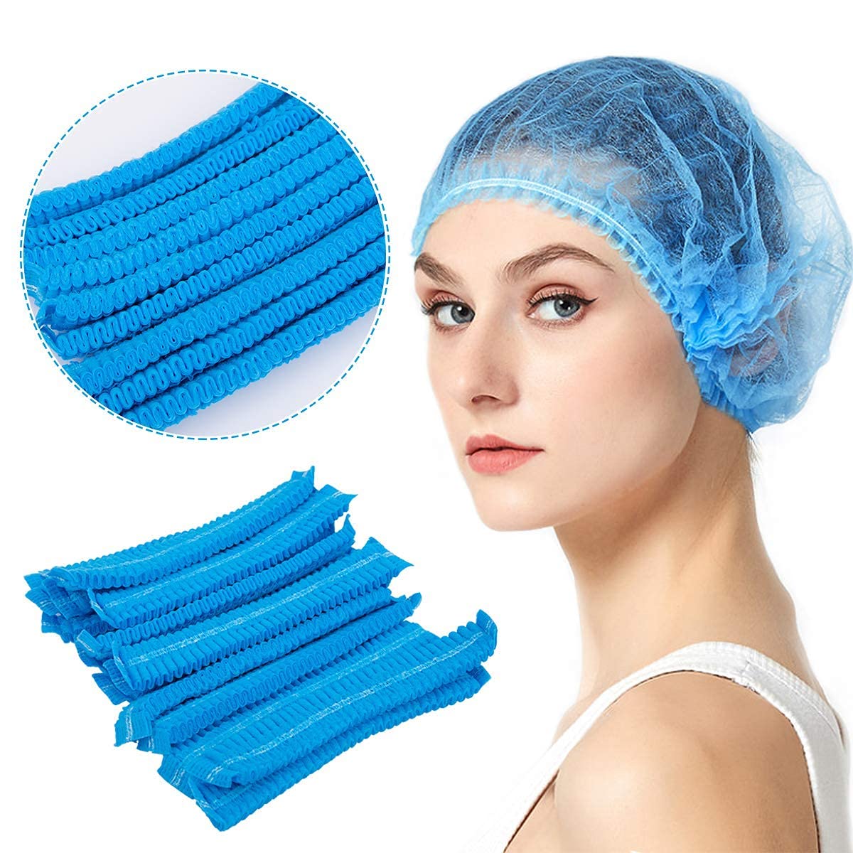 Sky Vogue (Pack of 100, Blue) Disposable Nonwoven Bouffant Caps Hair Net Cape For Hospital, Salon, Spa, Catering, Laboratories, Dust-free Workspace. (B095W8WRG9) Amazon Price History, Amazon Price Tracker