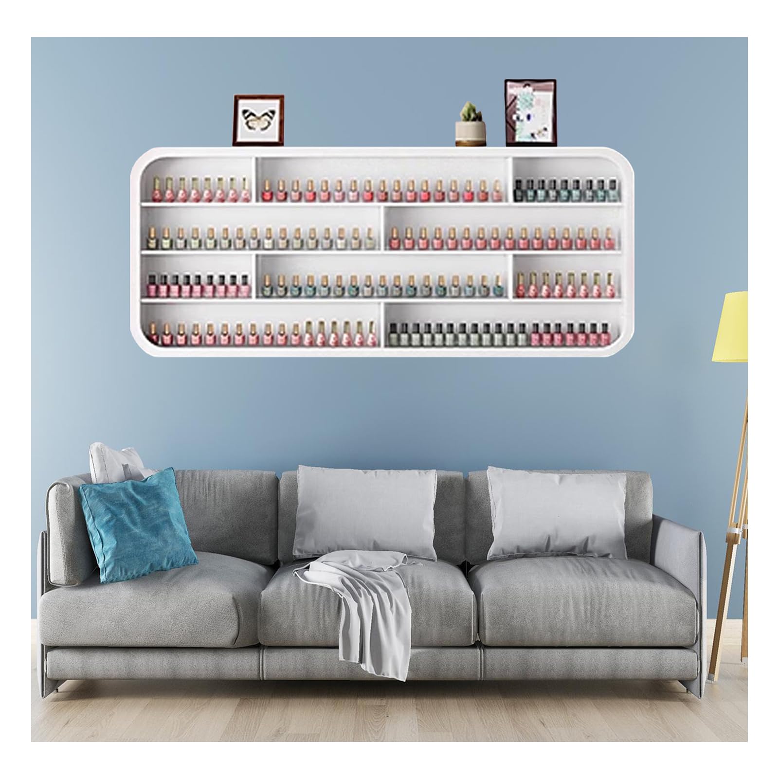 Expositor Esmaltes Uñas De 4 Niveles, Organizador Esmaltes Lujo Montado en la Pared, Estante Flotante Moderno para Esmaltes, Perfumes y Aceites Esenciales Salón,1.2m/47.2in