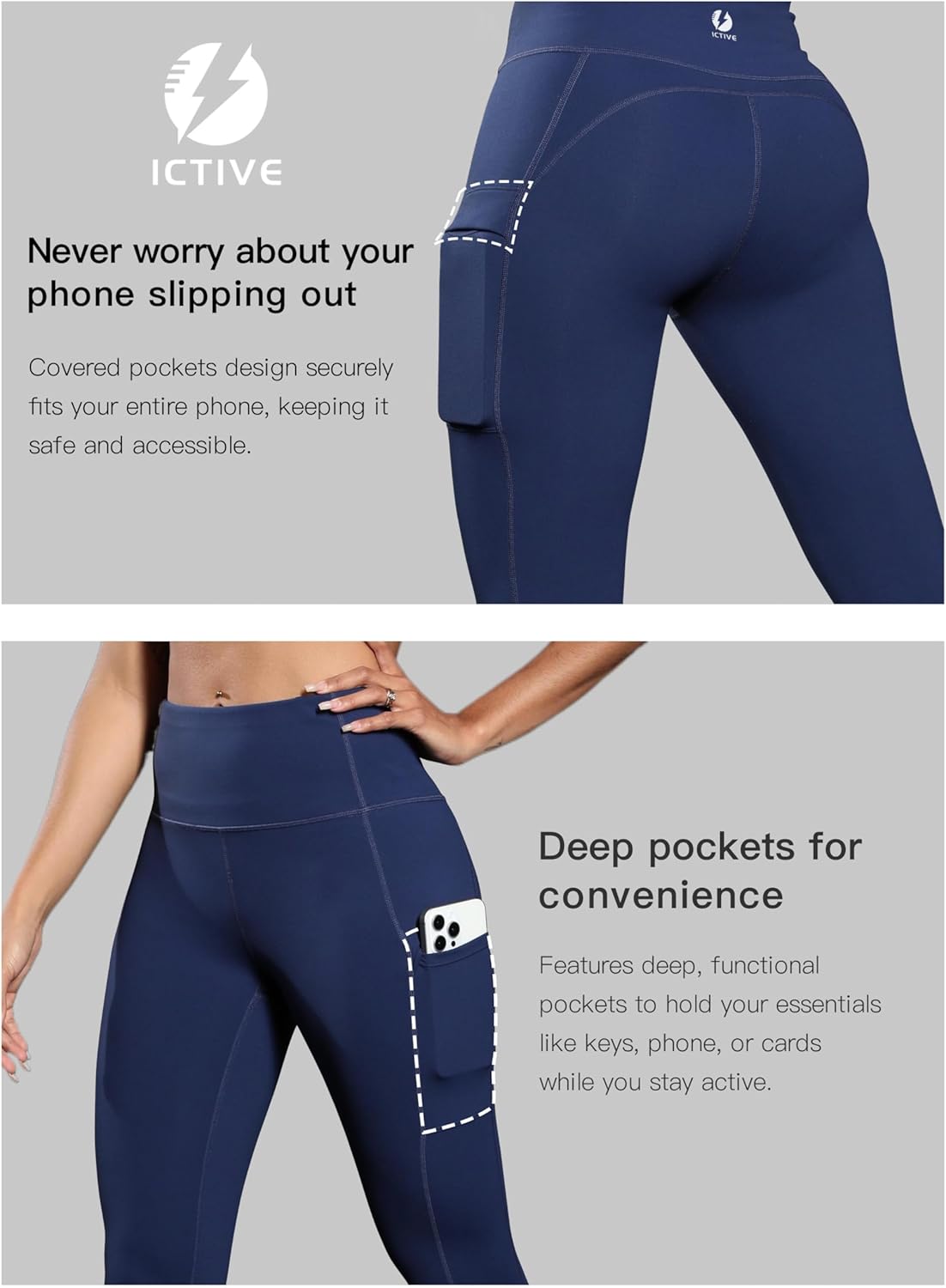 ICTIVE Women's Athletic Leggings High Waisted Workout Yoga Capris with Pockets Cropped Activewear Tight Fit Lightin Pants - Image 5