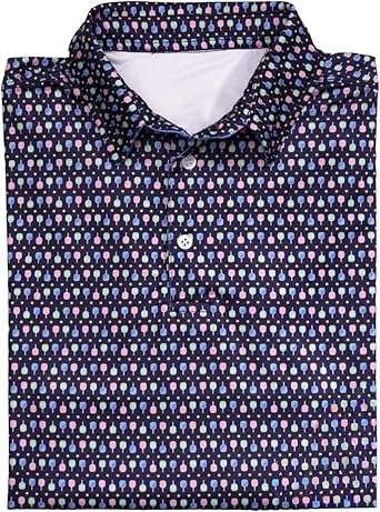 ChalkTalkSPORTS Pickleball Polo Shirt - Short Sleeve - Youth & Adult | SPF 40+ Protection, 3 Button Placket, 6-Way Stretch, Anti-Wrinkle, Dual Sided Printed Collar, Pickleball Gift, Boys & Men