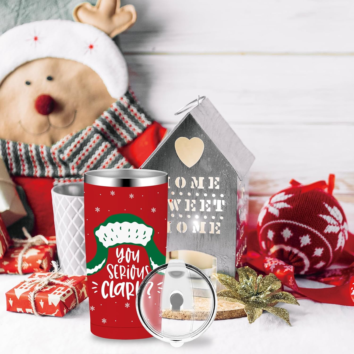 National Lampoons Christmas Vacation Merch Gifts, Funny Christmas Tumbler with Lid and Straw, 20 oz Stainless Steel Coffee Cups Keep Cold & Hot, White Elephant Gifts for Women Men - You Serious Clark - Image 6